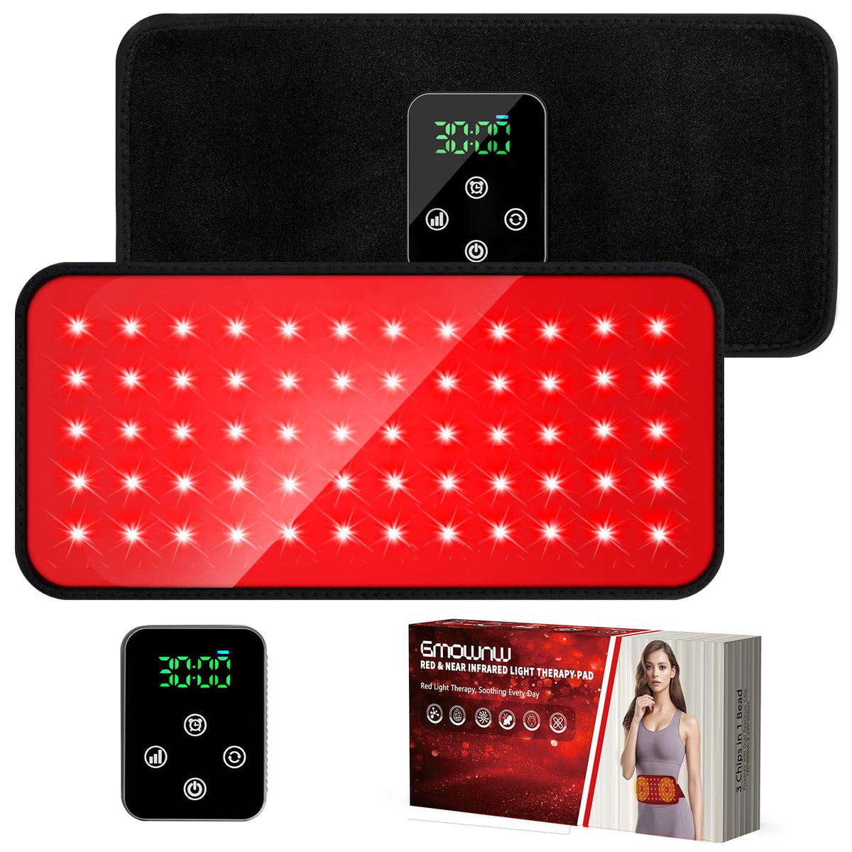 GMOWNW Cinturón de terapia con luz roja sin cables en uso cómodo y flexible