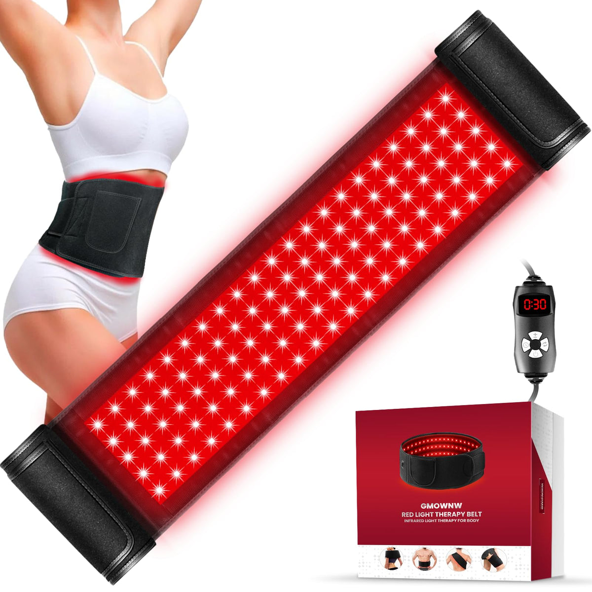 GMOWNW banda de terapia con luz roja 660nm para relajación muscular suave