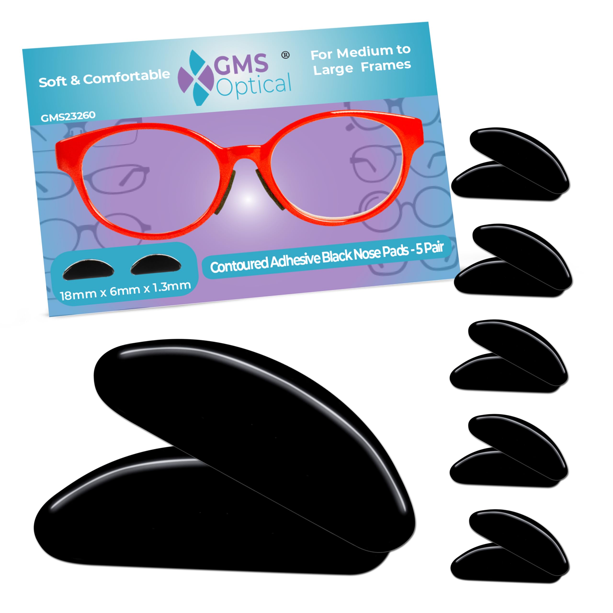 GMS Optical almohadillas nasales ultrafinas para gafas, comodidad discreta.