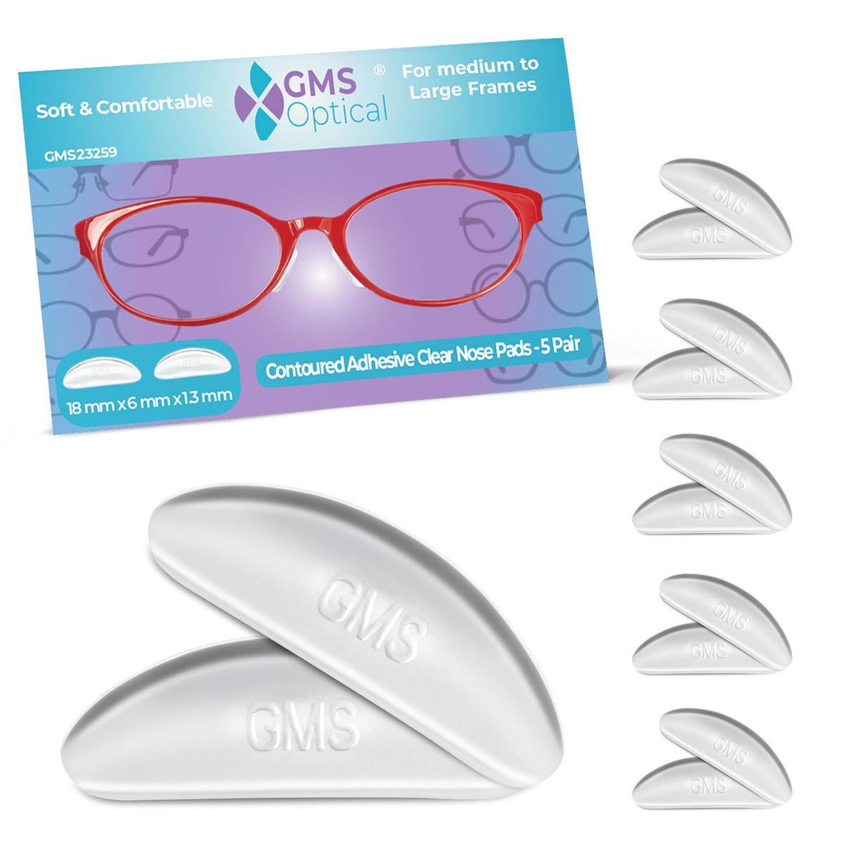 GMS Optical almohadillas nasales adhesivas ultrafinas para gafas con comodidad mejorada