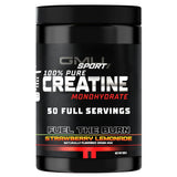 GMU SPORT Creatina monohidrato, sabor fresa limón, empaque compacto para uso diario.