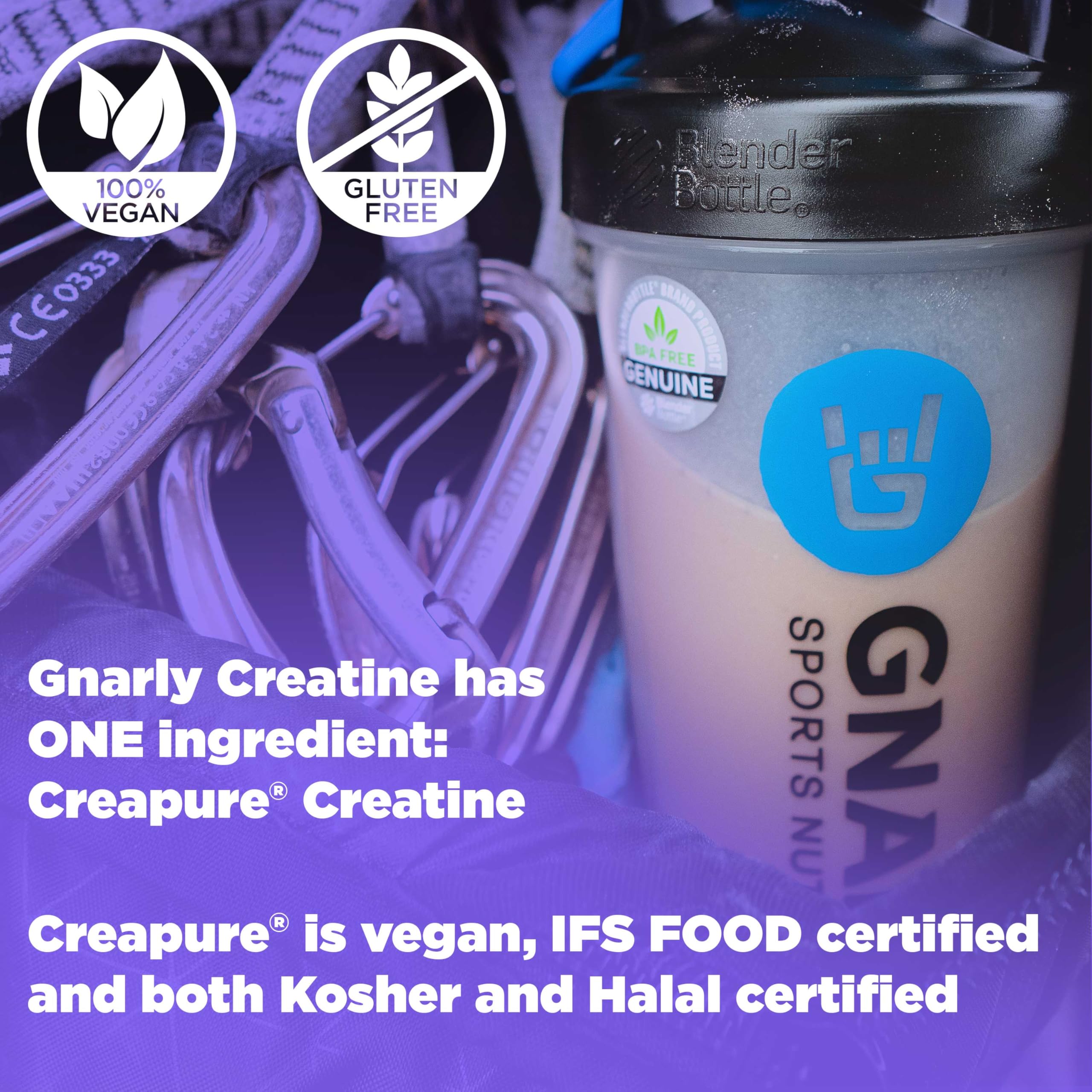 Mezcla rápida con bebida para aprovechar Gnarly Nutrition Creatina durante el entrenamiento.