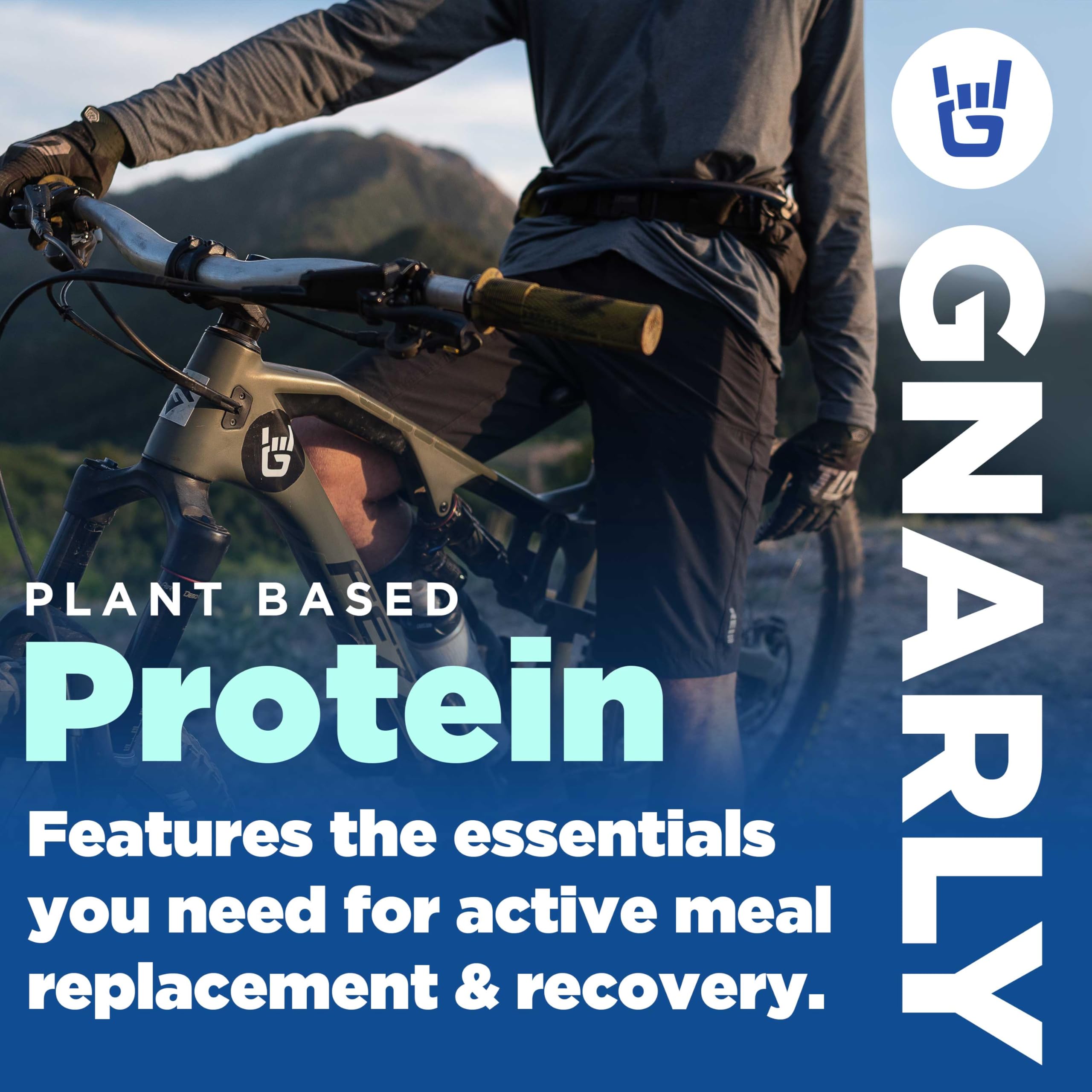Gnarly Proteína vegetal chocolate, mezcla en agua para un impulso proteico fácil.