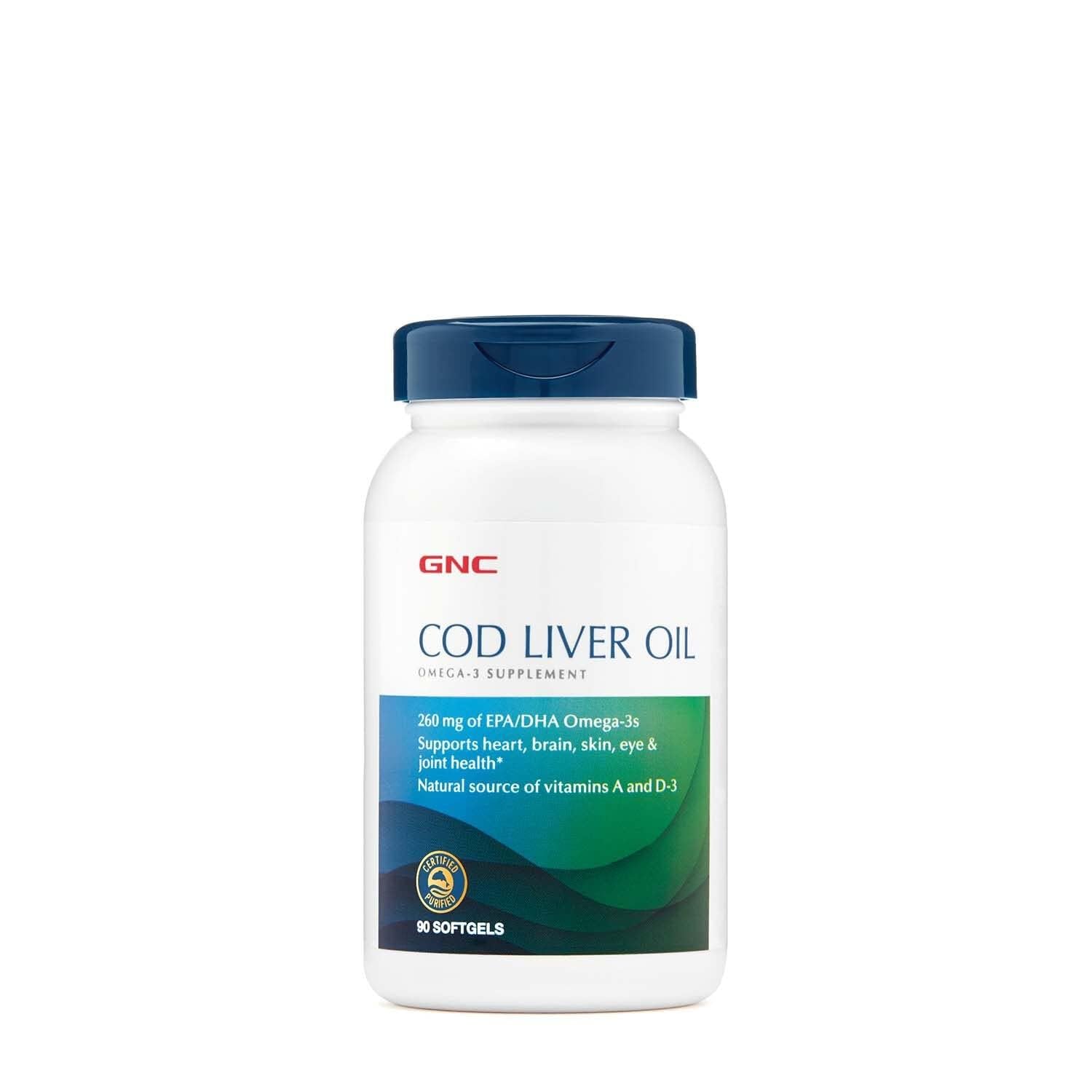 GNC Aceite de hígado de bacalao en botella, apoya el bienestar diario