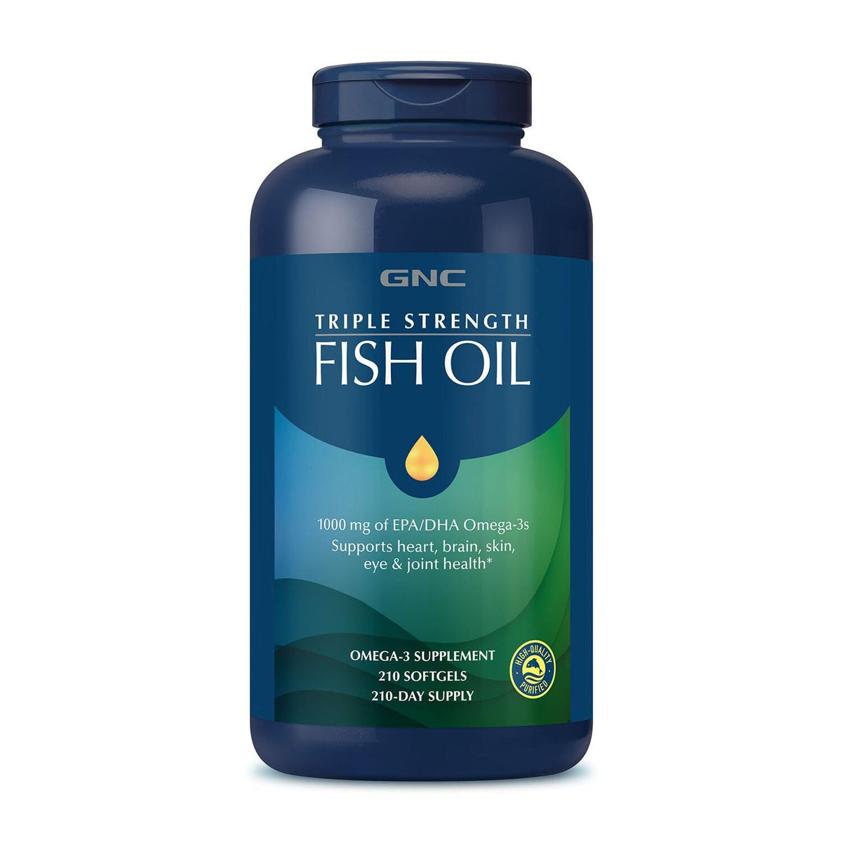 GNC Aceite de Pescado Triple Fuerza: botella con cápsulas para uso diario