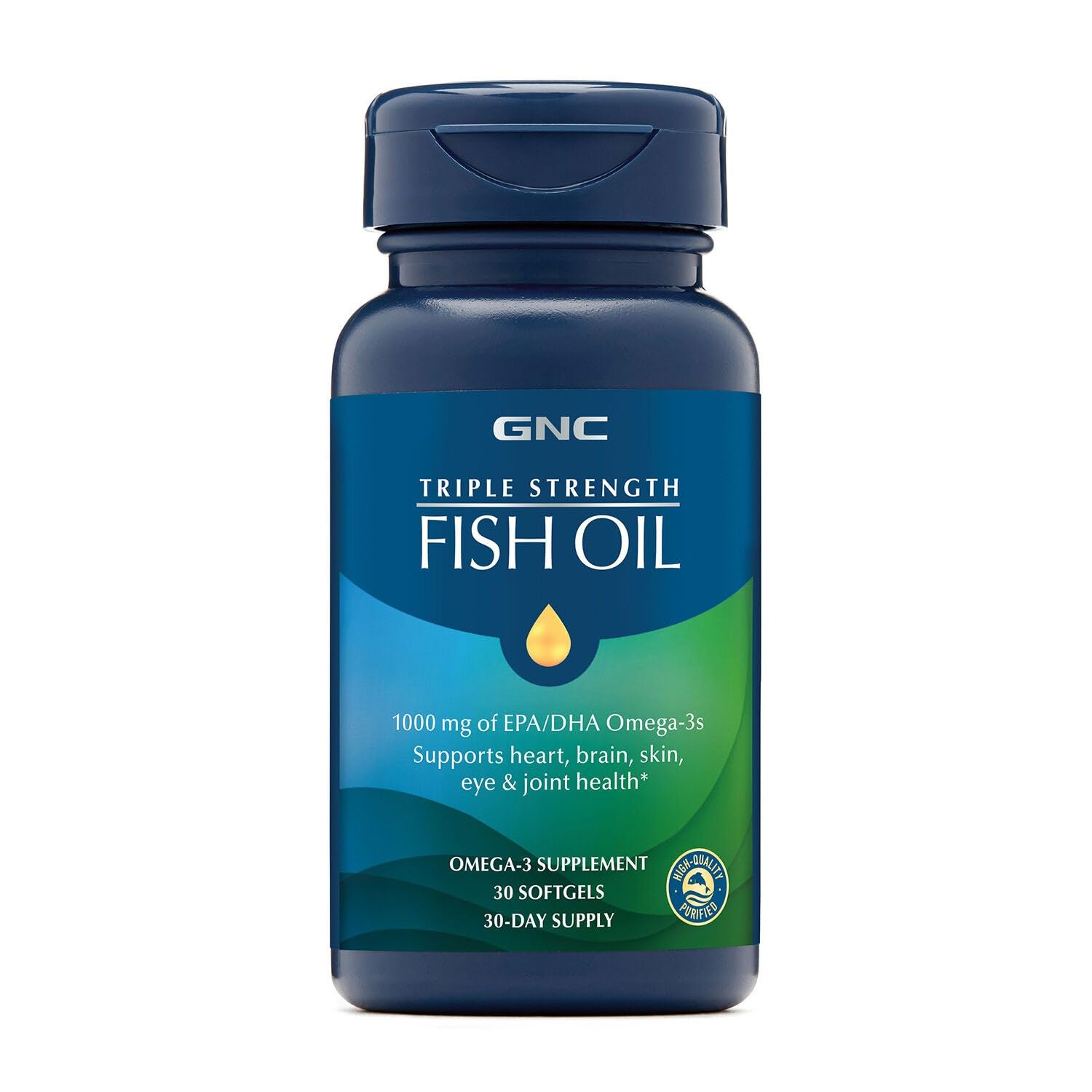GNC Aceite de Pescado Triple Fuerza en botella, posible apoyo para corazón y cerebro