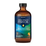 GNC Aceite de Pescado, una dosis de triple fuerza en la cucharadita para uso diario.