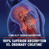 GNC AMP Creatine HCl 189, enfoque en fuerza y recuperación muscular tras entrenar.