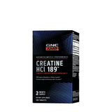 GNC AMP Creatine HCl 189, frente de la botella, preparado para sesiones intensas