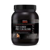 GNC AMP Mezcla de Proteínas Sostenida, lata frontal, proteína para todo el día.