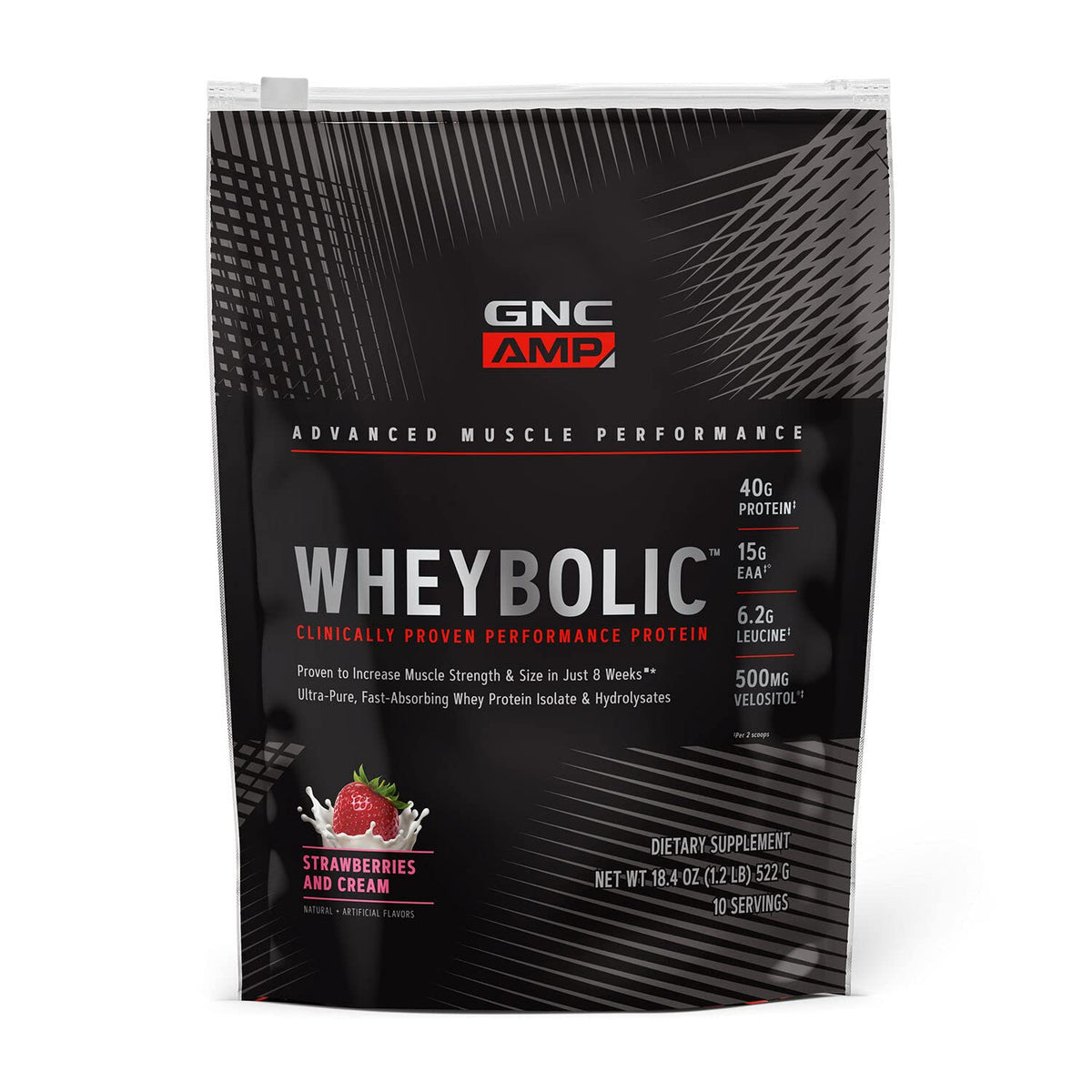 GNC AMP Wheybolic envase de proteína listo para entrenar