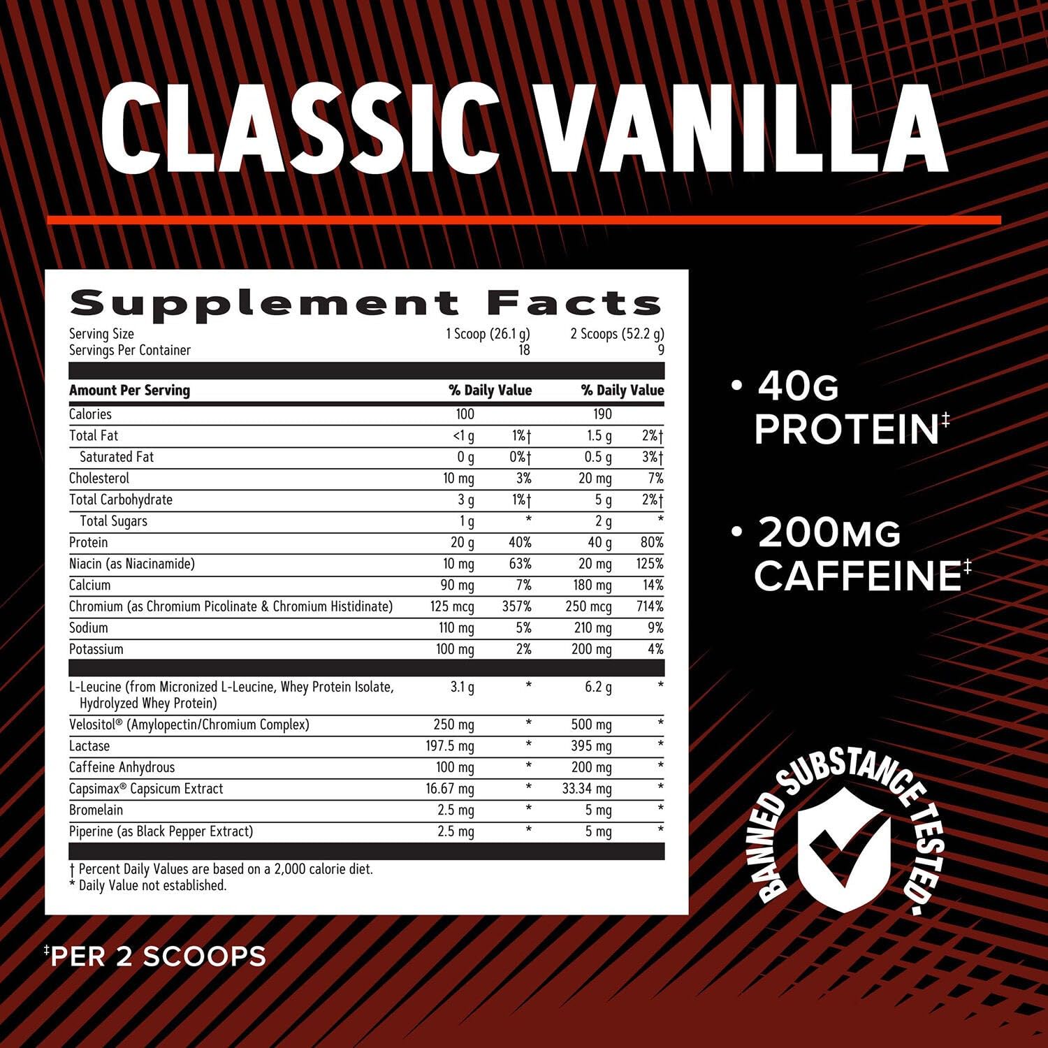 Panel nutricional de GNC AMP Wheybolic Ripped para conocer proteínas y BCAA