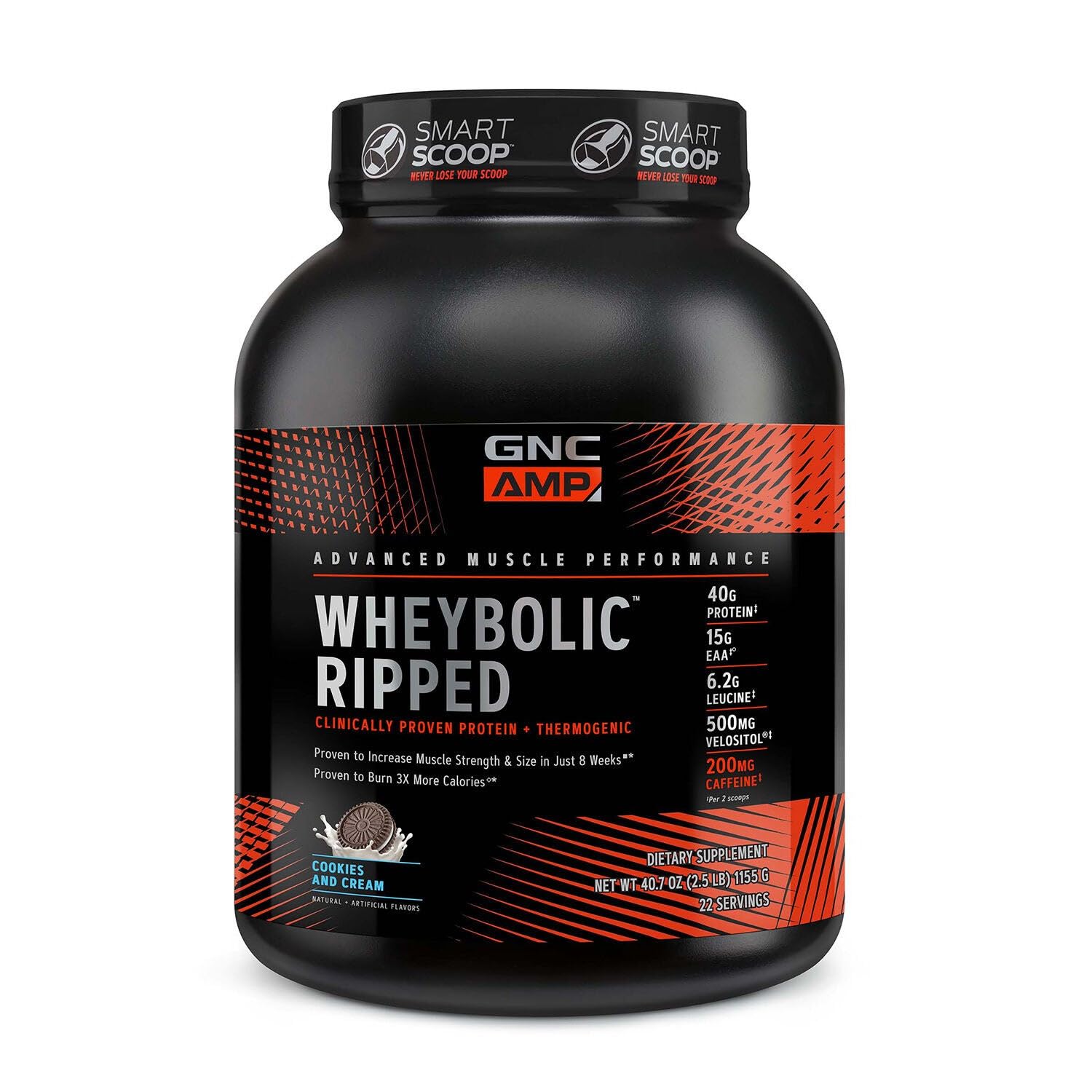 GNC AMP Wheybolic Ripped, polvo sabor galletas y crema para entrenamientos diarios
