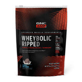 GNC AMP Wheybolic Ripped, polvo sabor galleta y crema para entrenamiento intenso.