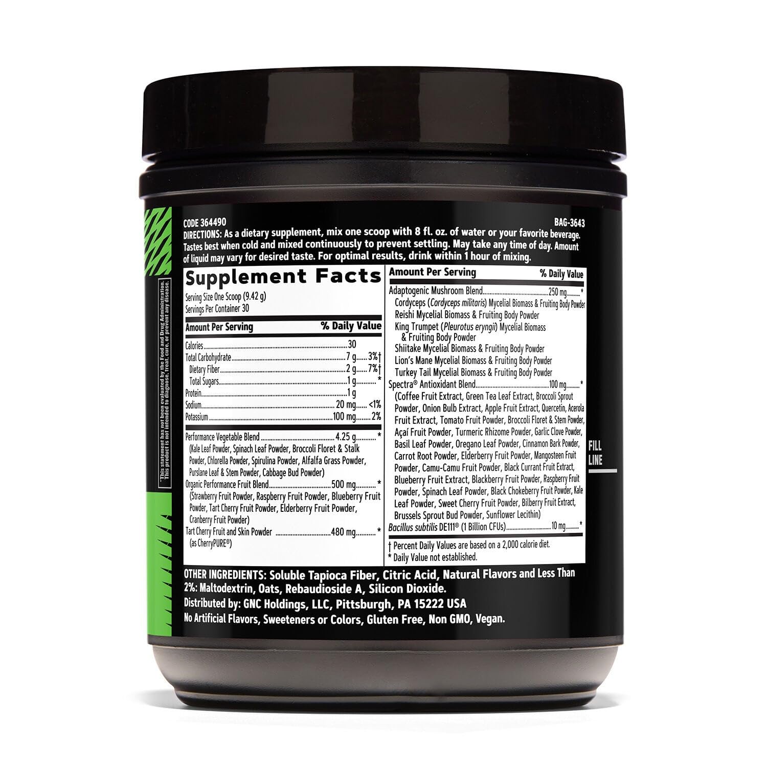 GNC Amplified Greens ICY Lemonade, cuchara medidora, dosis fácil para tu rutina.