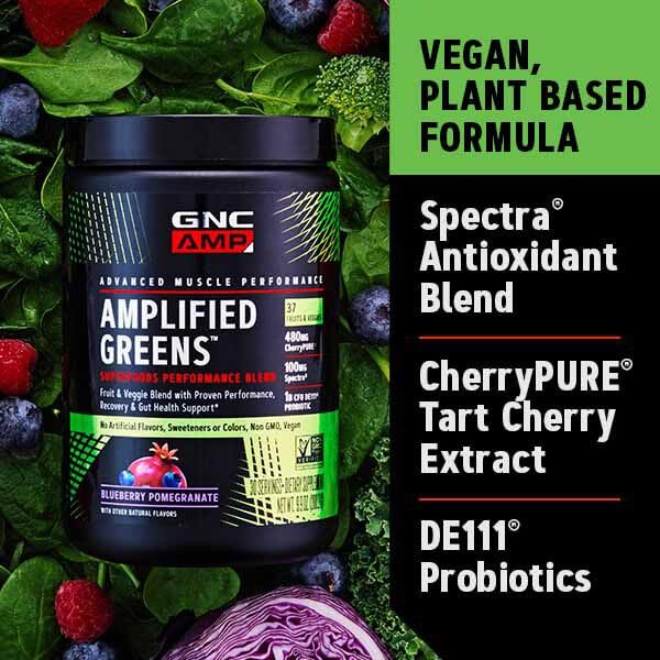 GNC Amplified Greens ICY Lemonade, uso de deportista, apoyo a rendimiento diario.