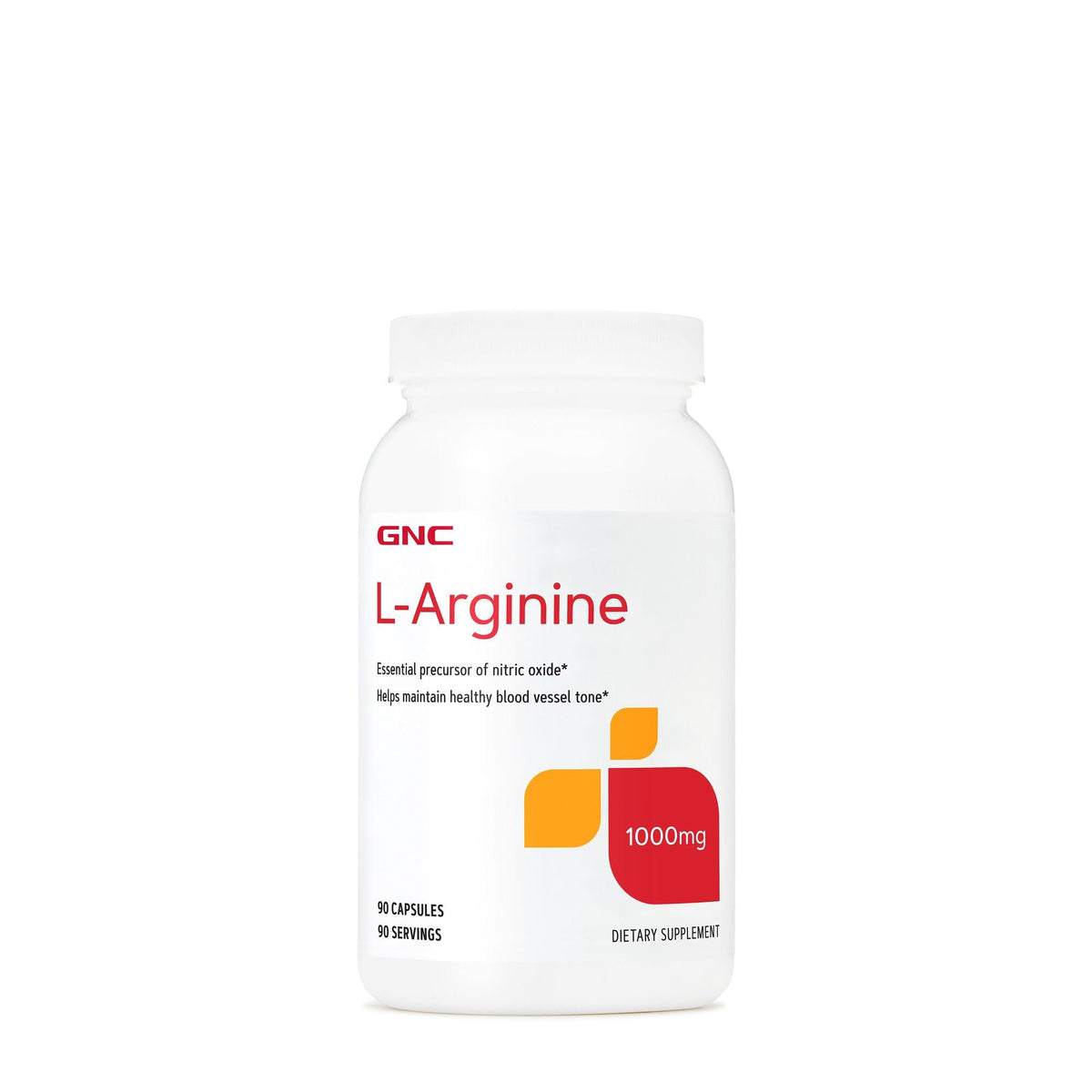 GNC Arginina 1000 mg botella frontal: soporte al tono vascular saludable