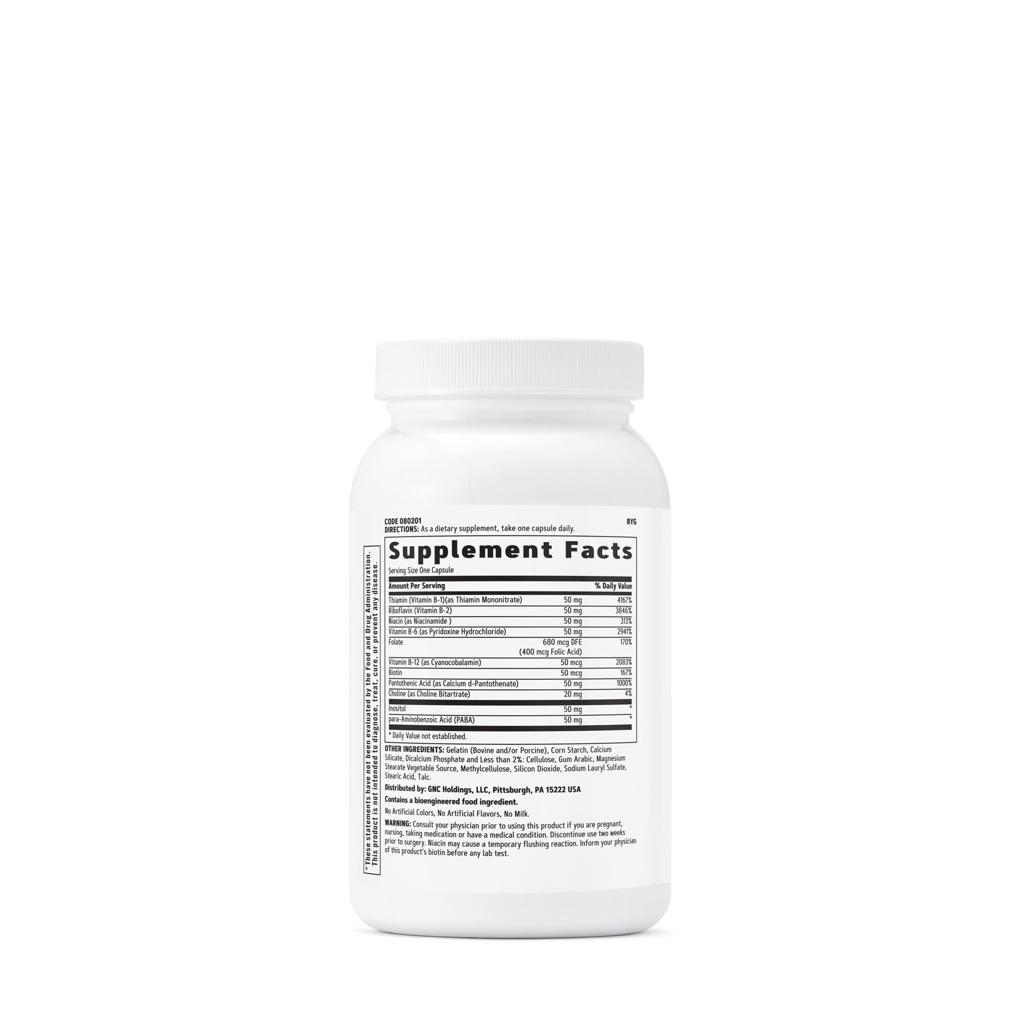 GNC B-Complejo 50 cápsulas, favorece cabello, piel y uñas sanos.