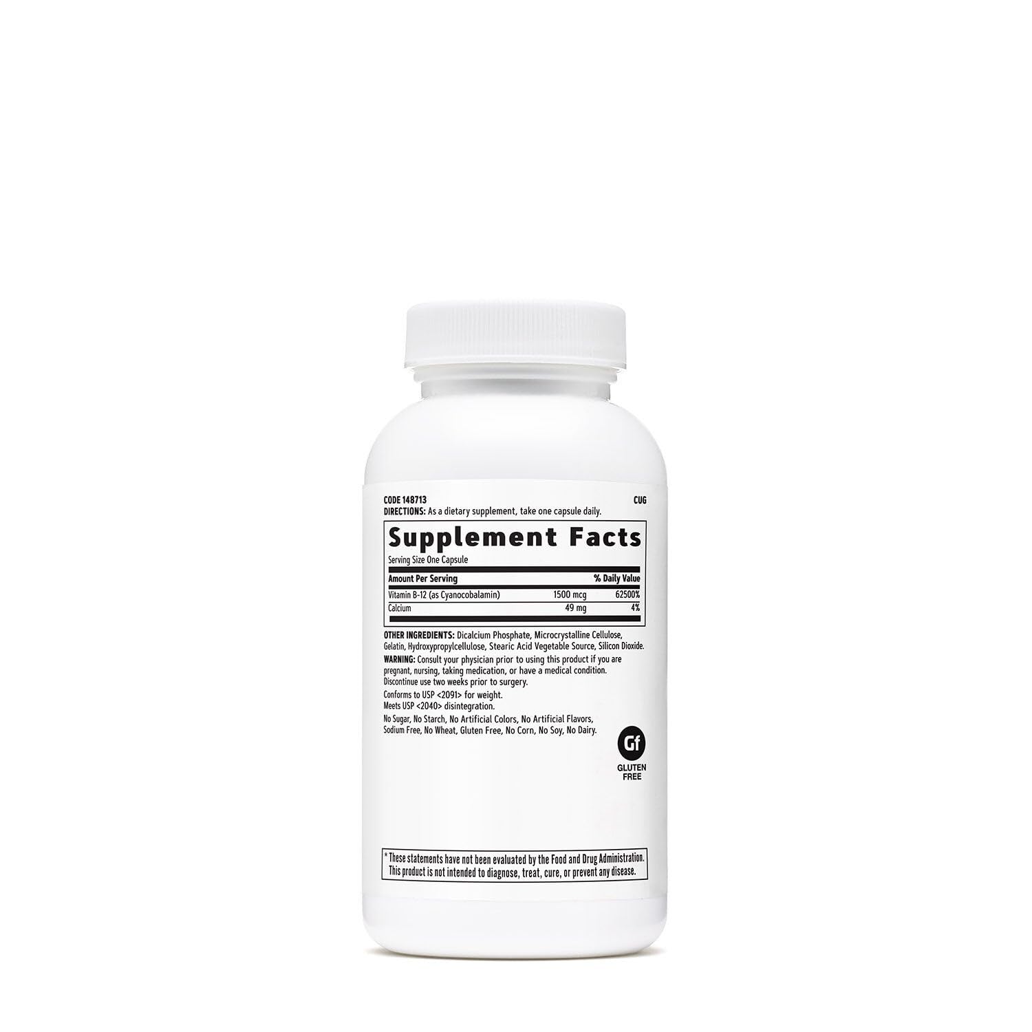 GNC B-12 1500mcg, cápsulas dentro del frasco; uso diario cómodo.