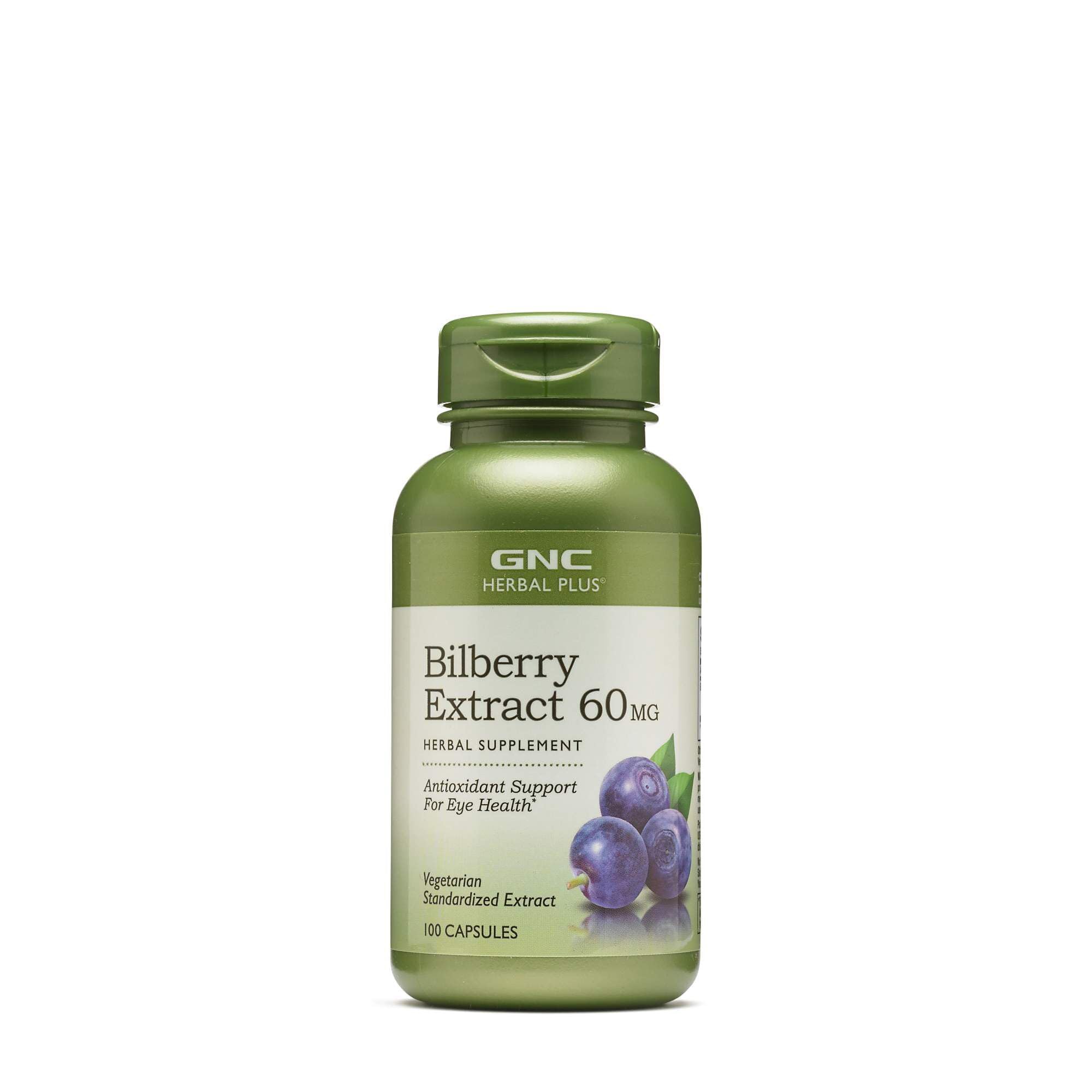 GNC Bilberry, botella del suplemento, apoyo a la salud ocular normal