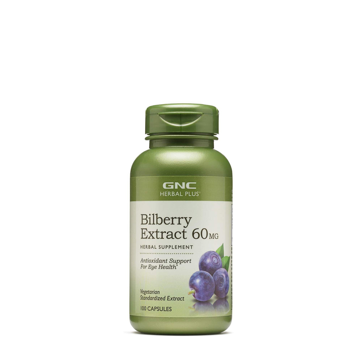 GNC Bilberry, botella del suplemento, apoyo a la salud ocular normal