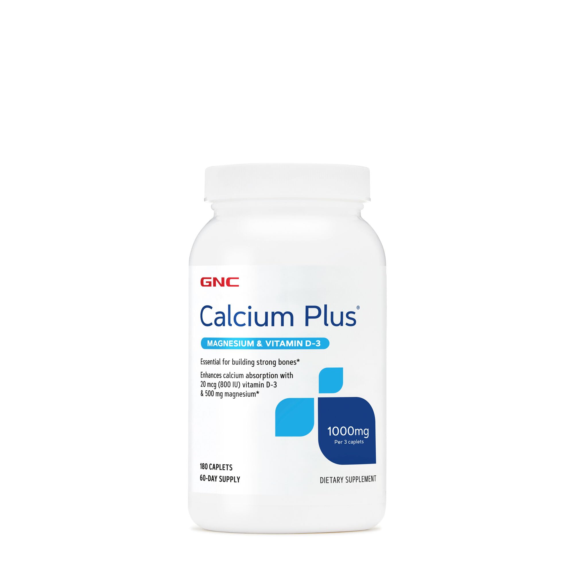 GNC calcio magnesio D3 1000 mg, cápsulas en bote, soporte para huesos