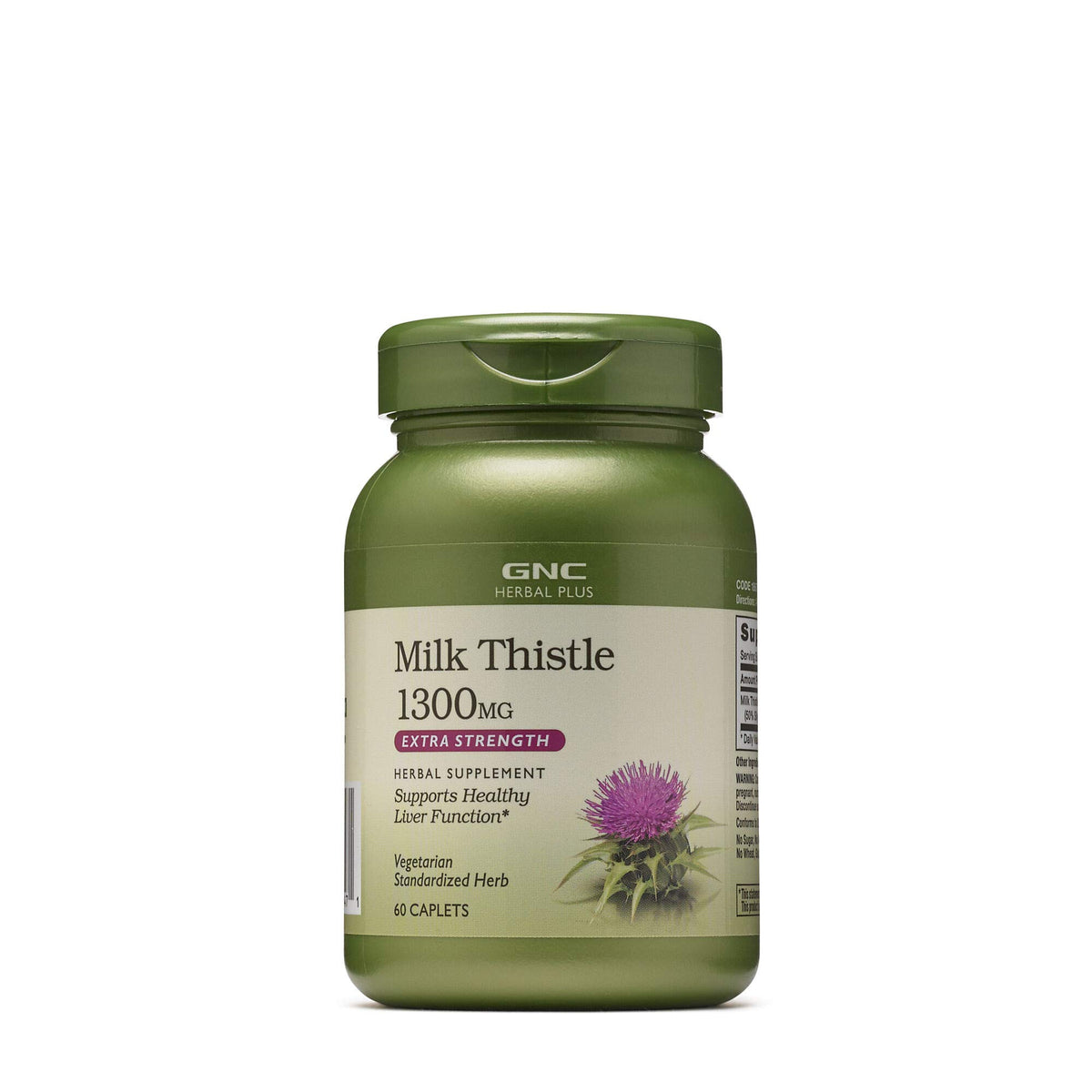 GNC Cardo Mariano 1300 mg, botella visible, apoyo a la función hepática saludable