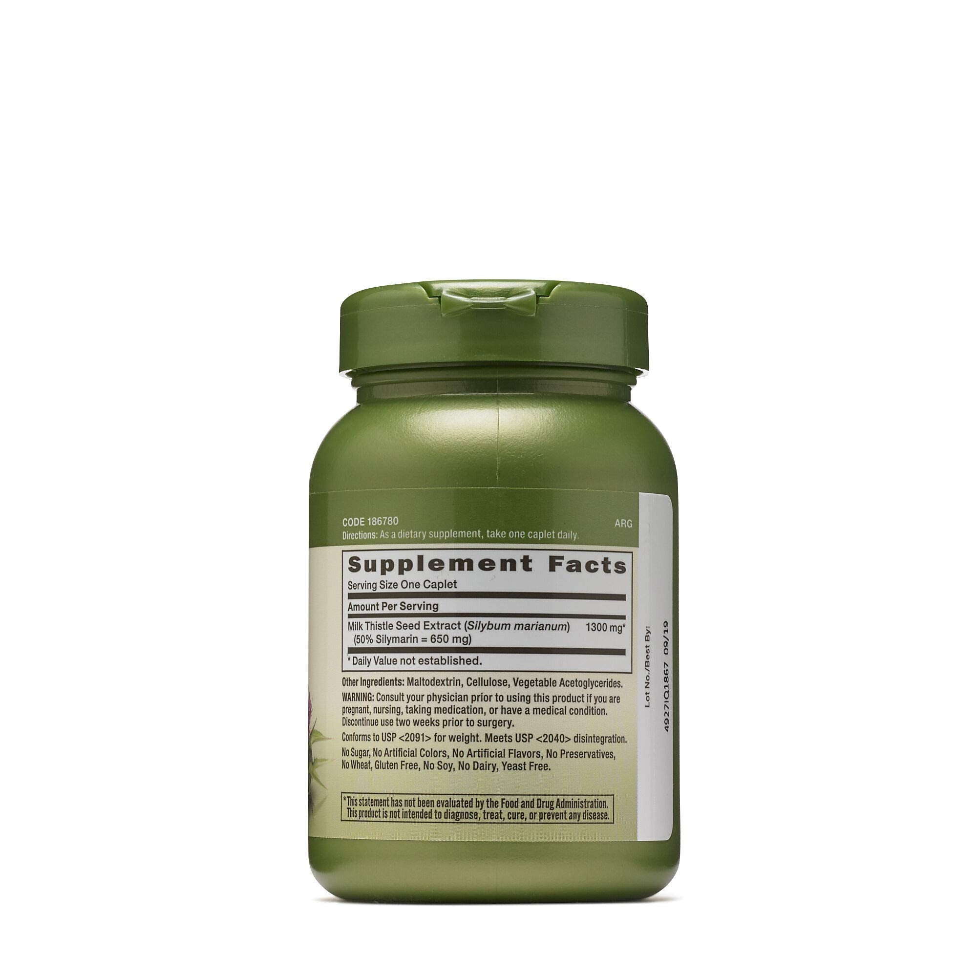 GNC Cardo Mariano 1300 mg, cápsulas vegetarianas fáciles de tragar para uso diario