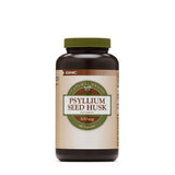 GNC cáscara de semillas de plantago 500 mg, botella con etiqueta para apoyo digestivo diario.