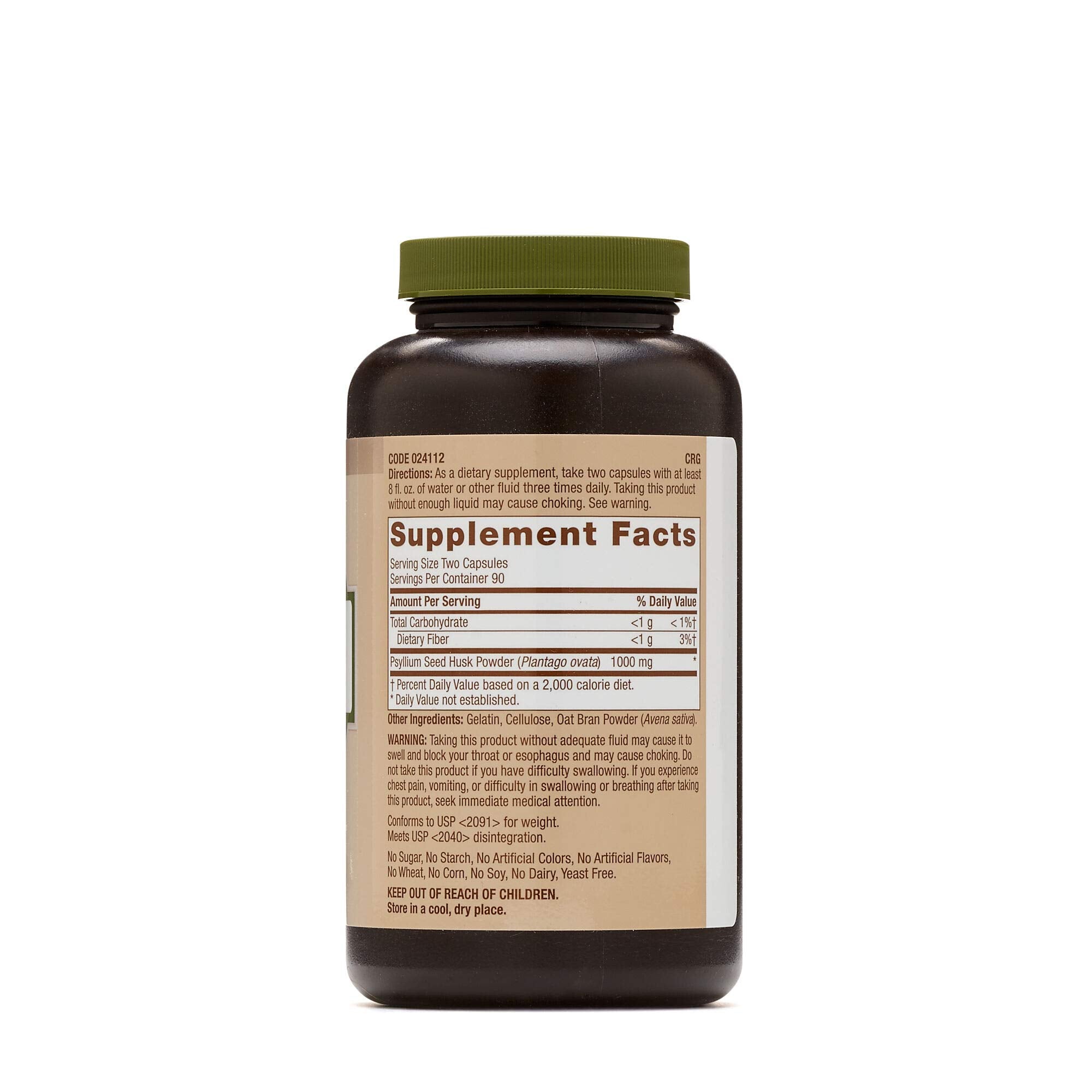 GNC cáscara de semillas de plantago 500 mg, cápsulas fáciles de tragar para la rutina diaria.