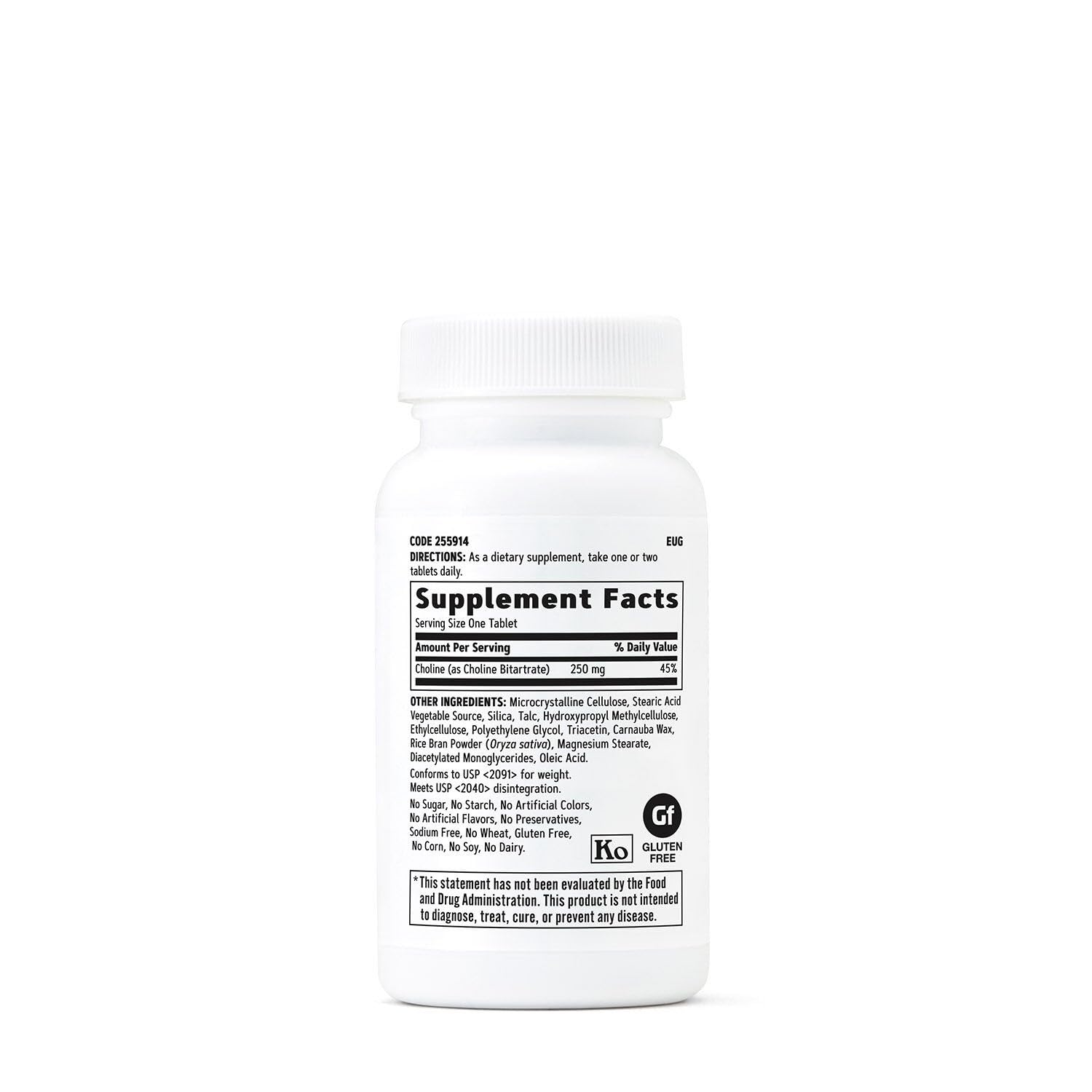 GNC Colina 250 mg botella con etiqueta vegetariana visible para dieta vegetariana