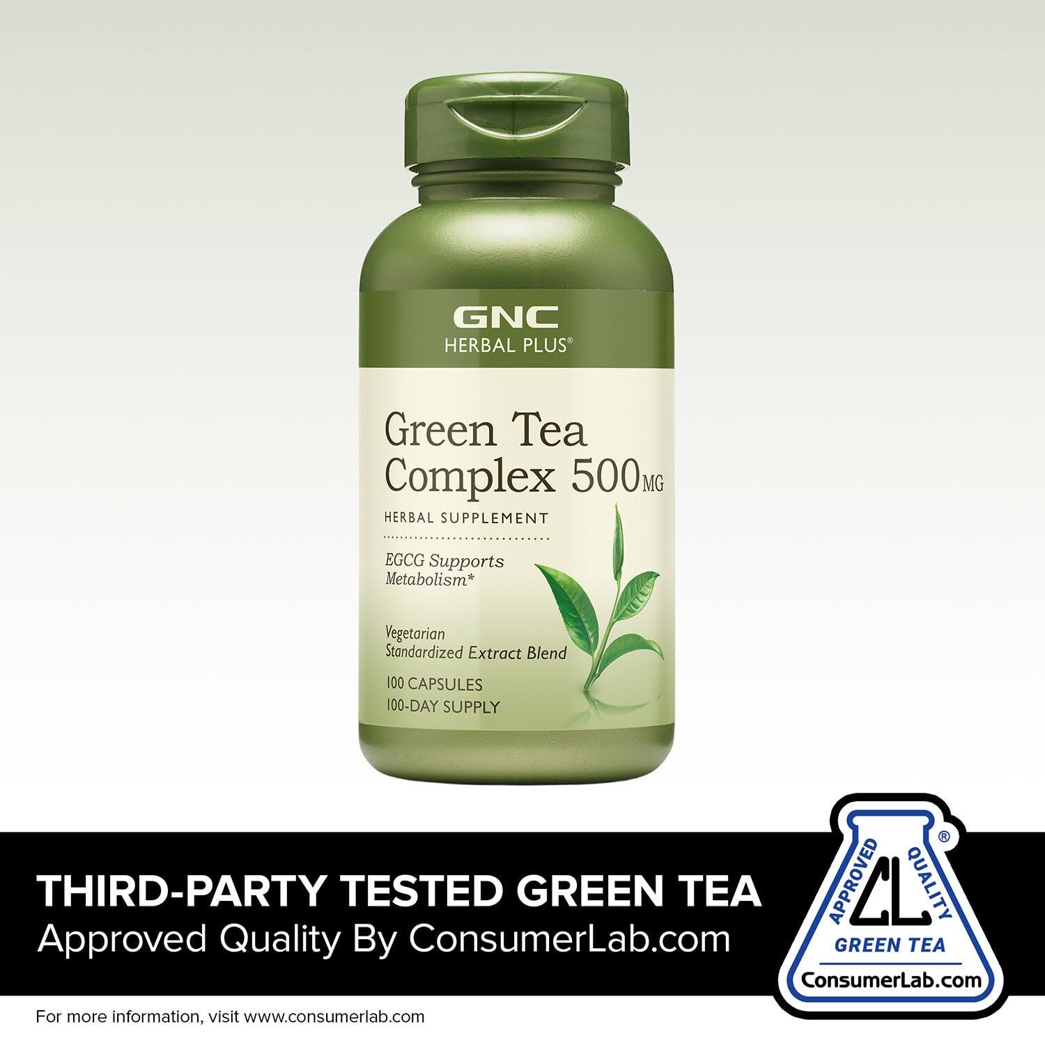 GNC Complejo de Té Verde 500 mg: comprimidos vegetarianos para hábitos saludables