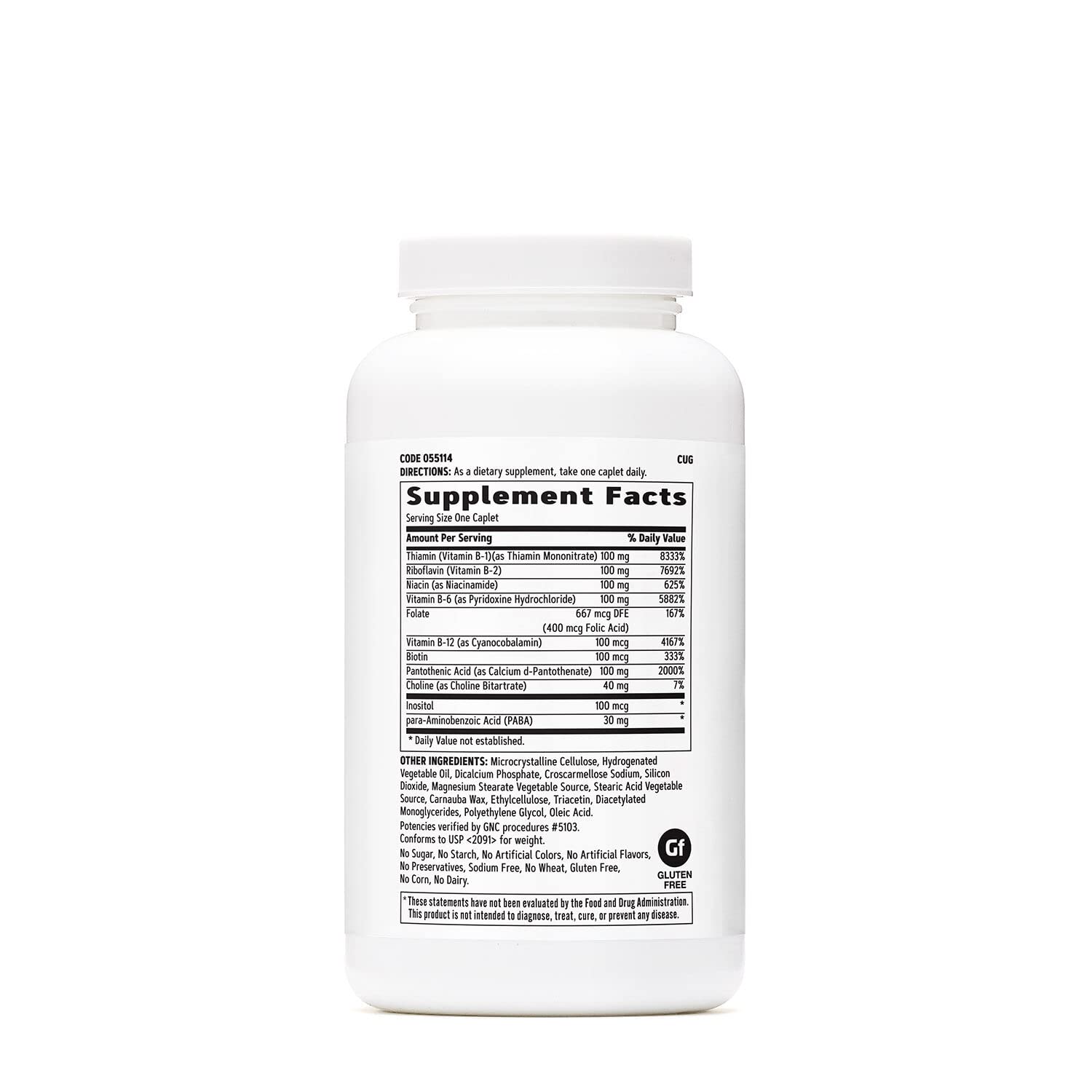GNC Vitamina B 100, detalle de tableta para metabolismo diario.