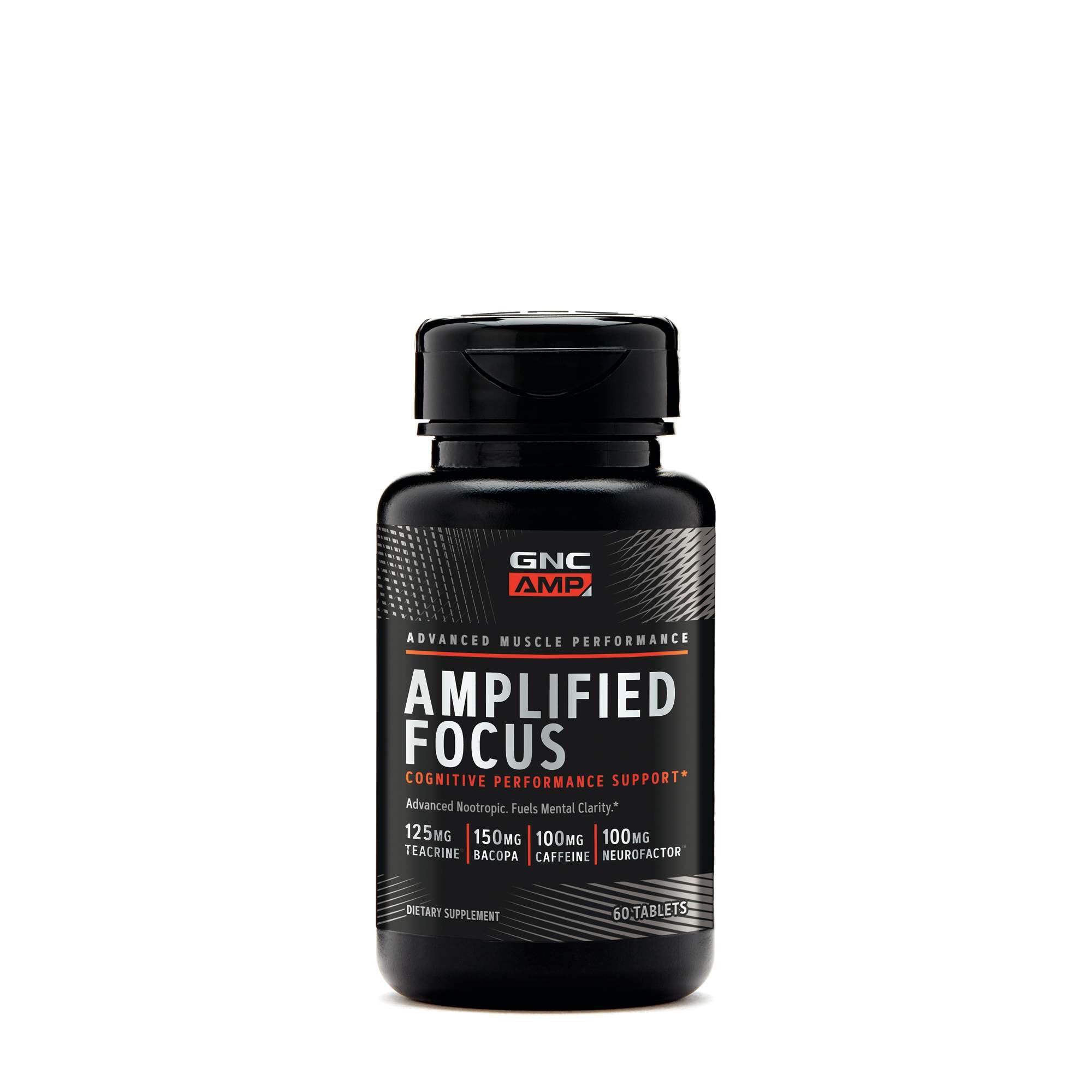 GNC AMP Amplified Focus tabletas para mejorar la concentración durante estudio o entrenamiento