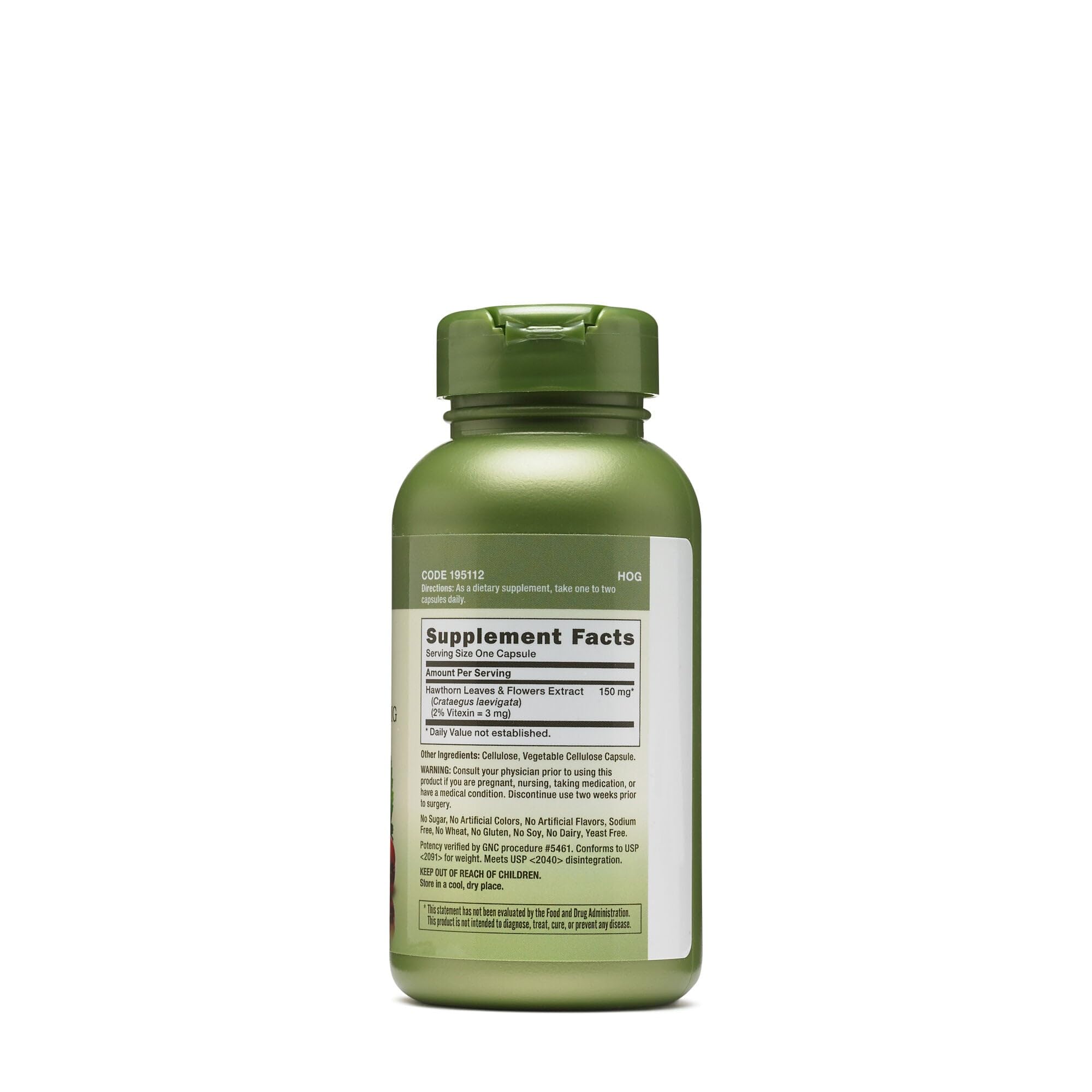 GNC Espino Albar Extracto 150 mg cápsulas, etiqueta legible para identificar