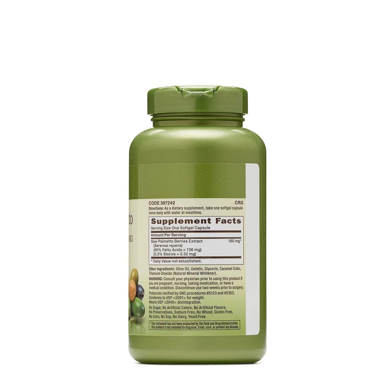 GNC extracto palma enana americana 160 mg: cápsulas para uso diario y apoyo prostático.