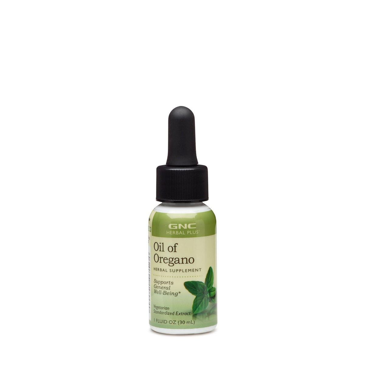 GNC Herbal Plus Aceite de Orégano, envase frontal, apoyo al bienestar general