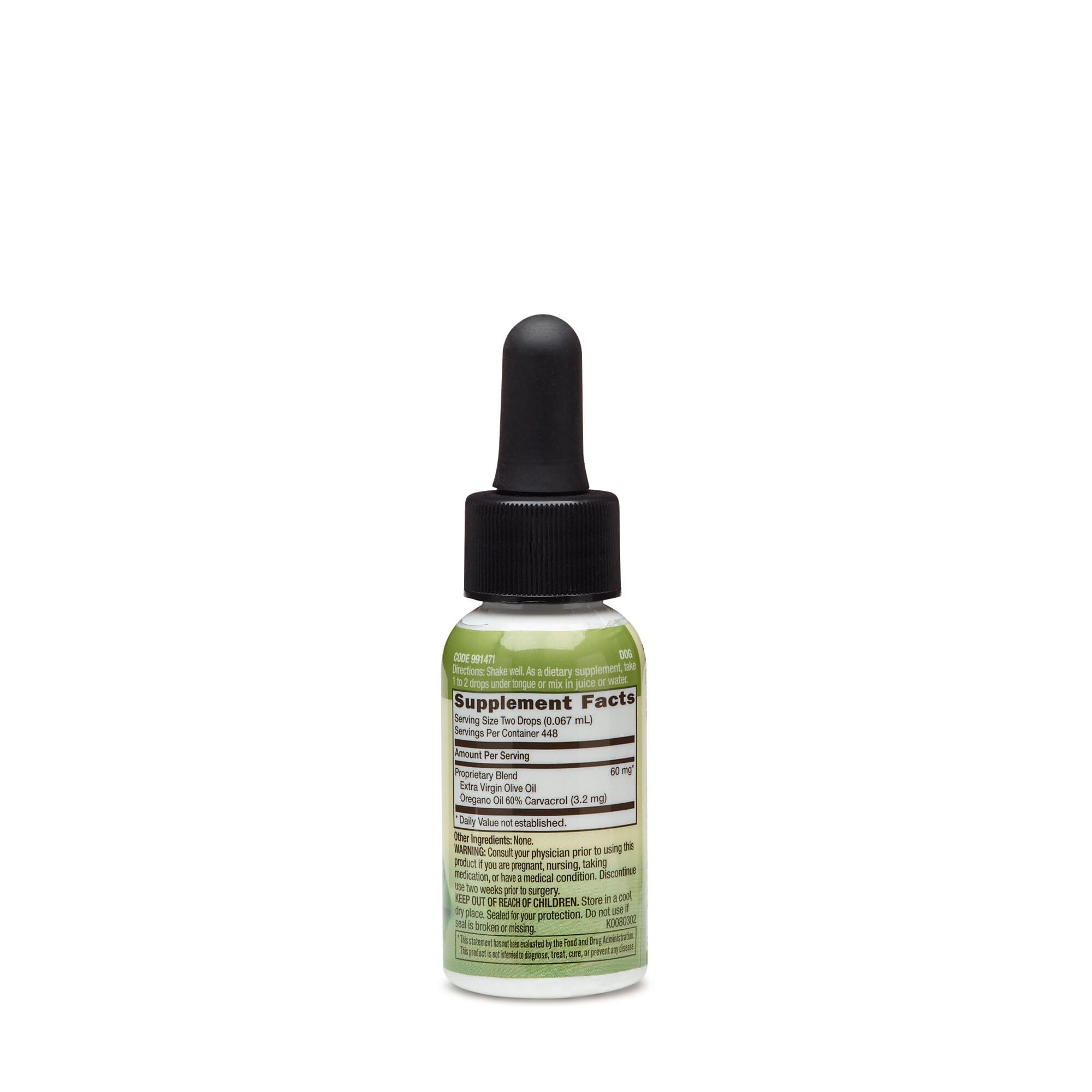 GNC Herbal Plus Aceite de Orégano, etiqueta detalle, extracto vegetariano estandarizado