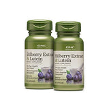 GNC Herbal Plus Bilberry Extract y Lutein en botella, apoyo visual diario.