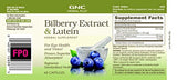 GNC Herbal Plus Bilberry Extract y Lutein etiqueta frontal, toma diaria fácil.