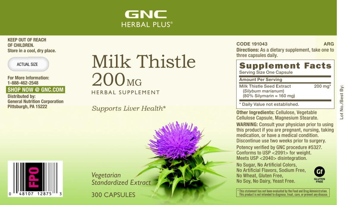 GNC Herbal Plus Cardo Mariano botella con tapa segura para dosis diarias.