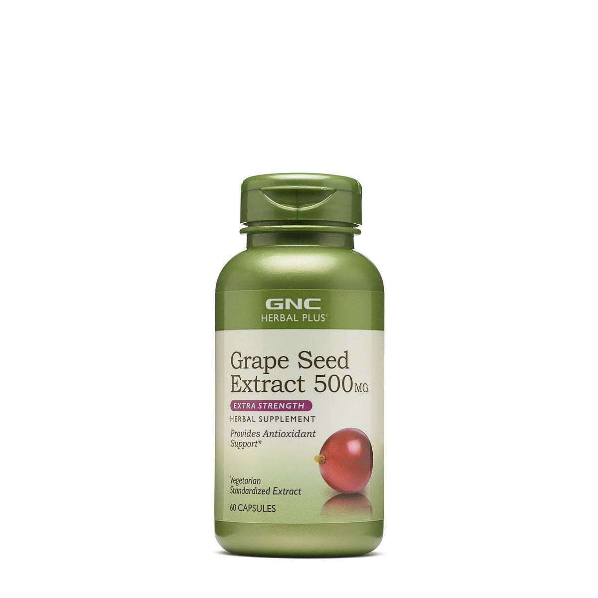 GNC Herbal Plus Extracto de Semilla de Uva 500 mg, botella para apoyo antioxidante diario.