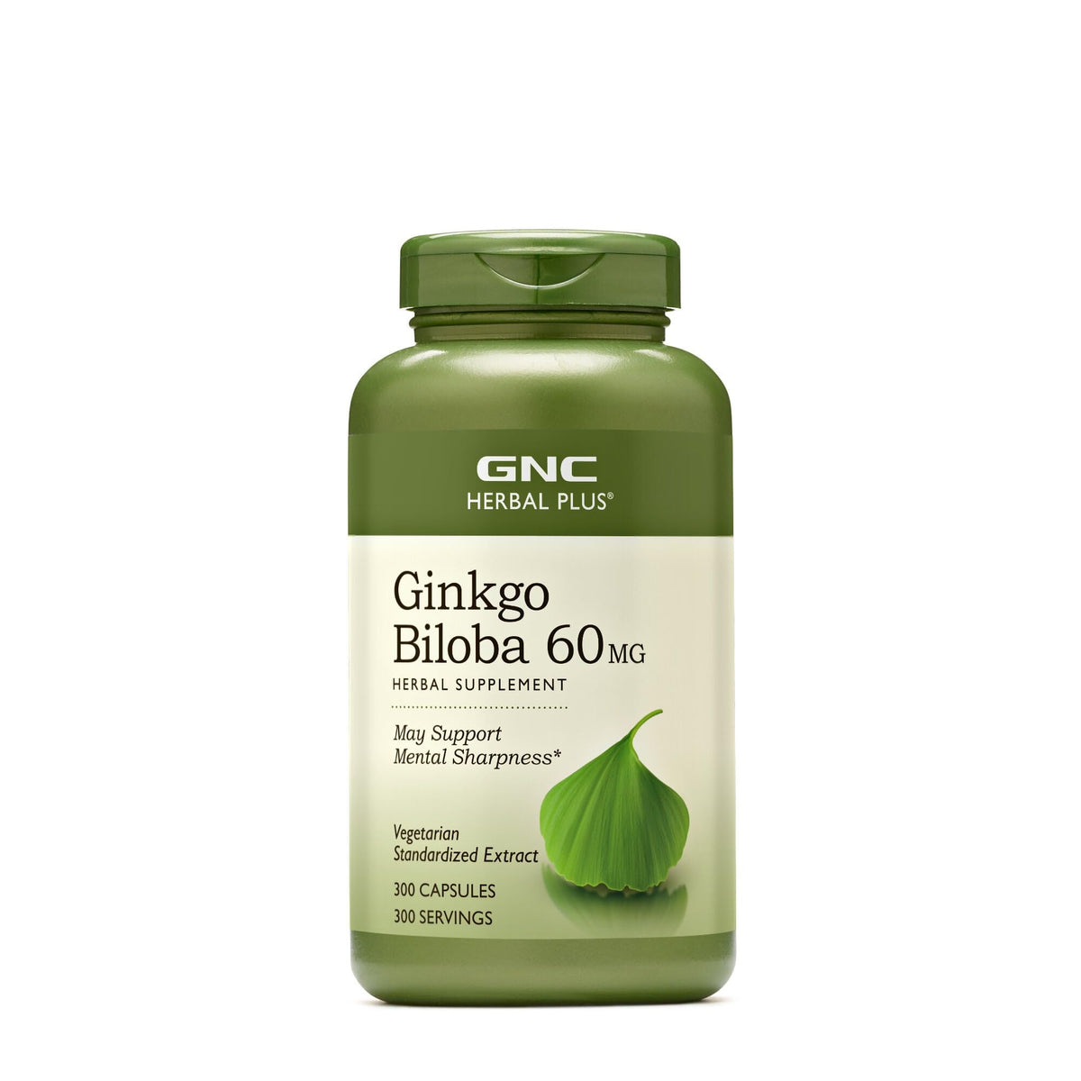 GNC Herbal Plus Ginkgo Biloba 60mg – botella frontal, posible apoyo a la claridad mental