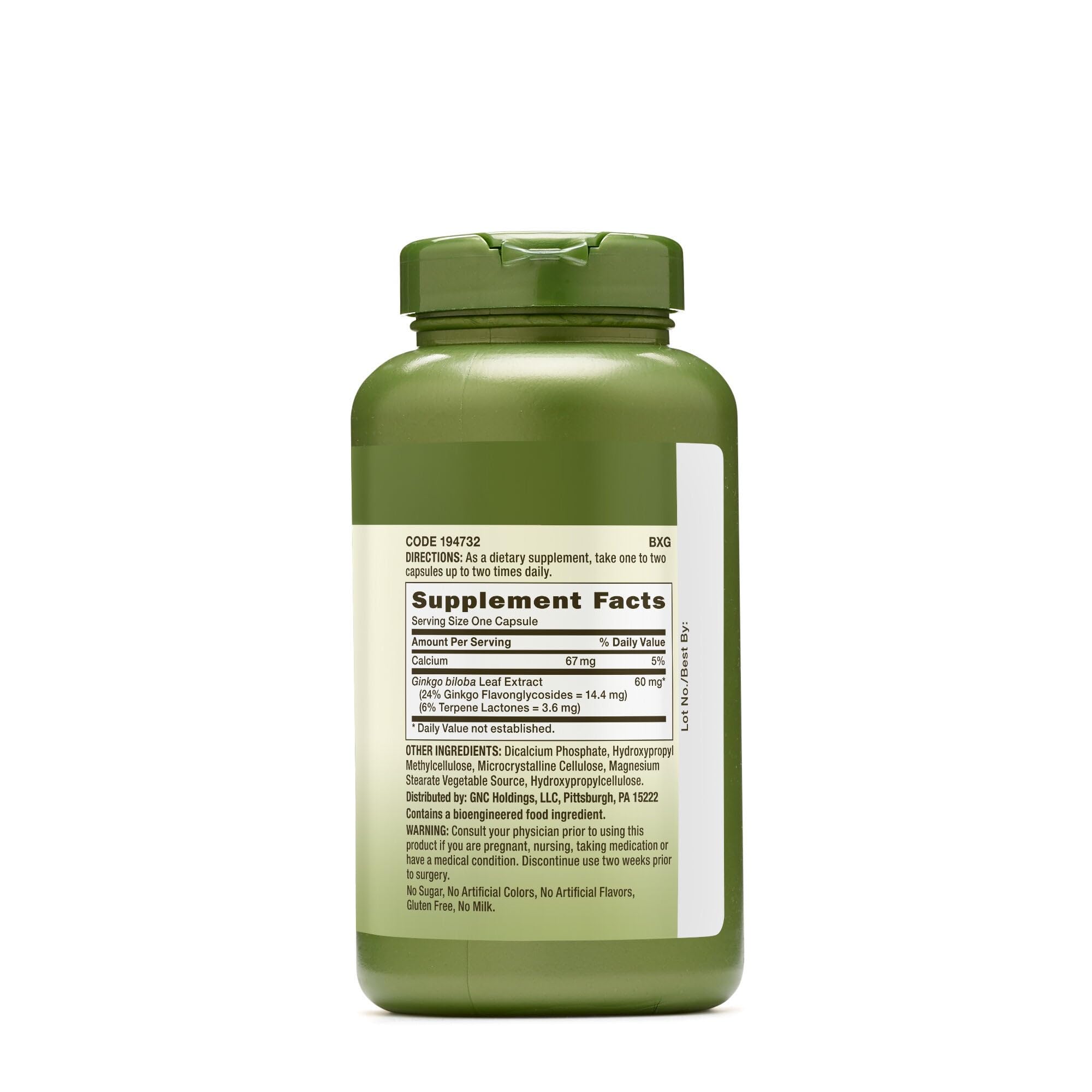 GNC Herbal Plus Ginkgo Biloba 60mg – hojas de ginkgo, usos potenciales para bienestar