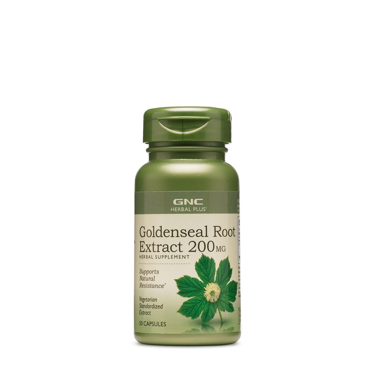 GNC Herbal Plus con raíz de goldenseal, 200 mg, soporte para resistencia natural.