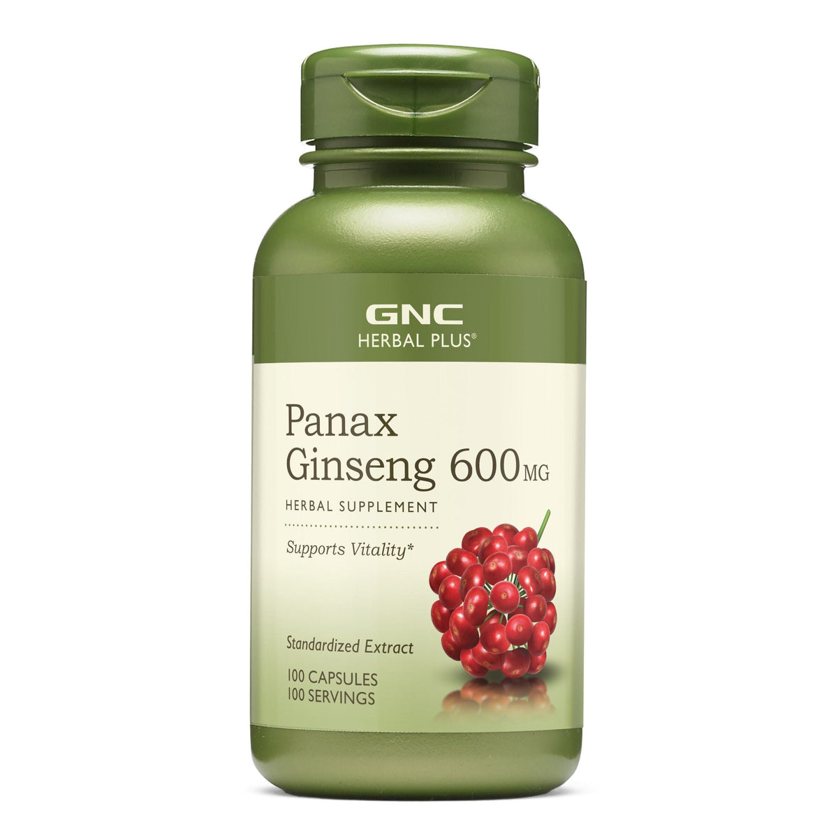GNC Herbal Plus Panax Ginseng 600 mg, cápsulas para apoyo diario de vitalidad