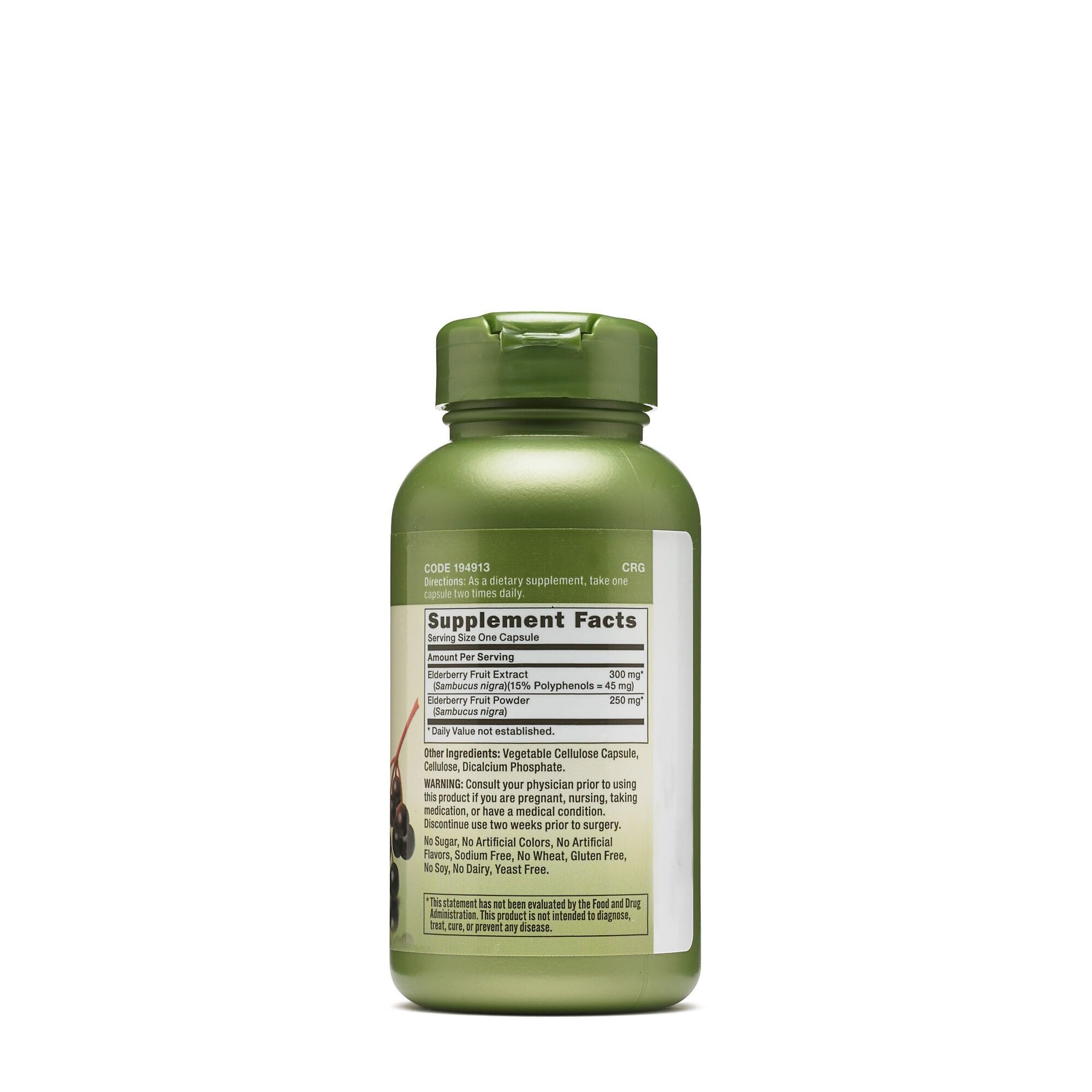 GNC Herbal Plus saúco-fruta 550 mg, cápsulas en caja para defensa estacional