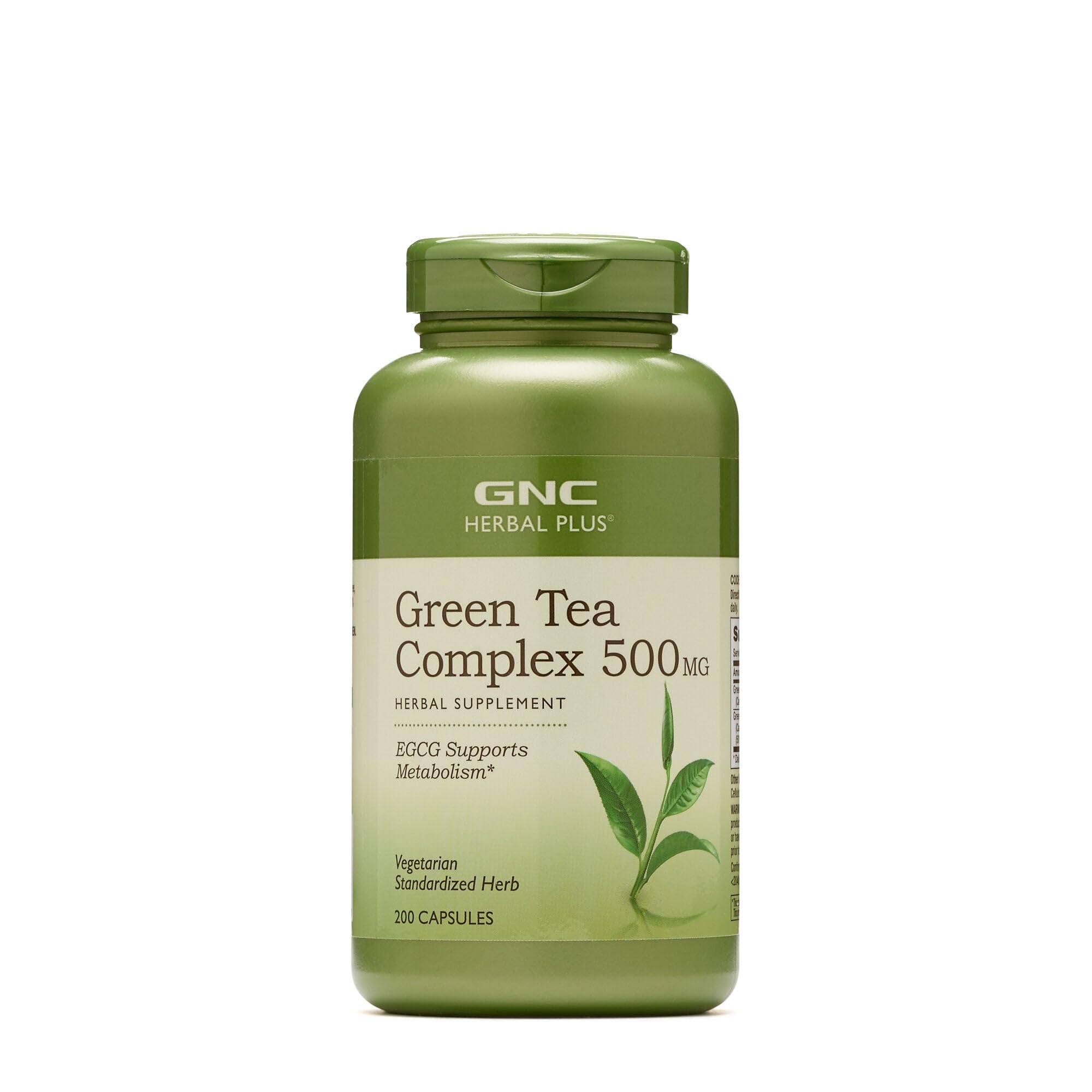 GNC Herbal Plus té verde 500 mg, botella de cápsulas para apoyar el metabolismo diario