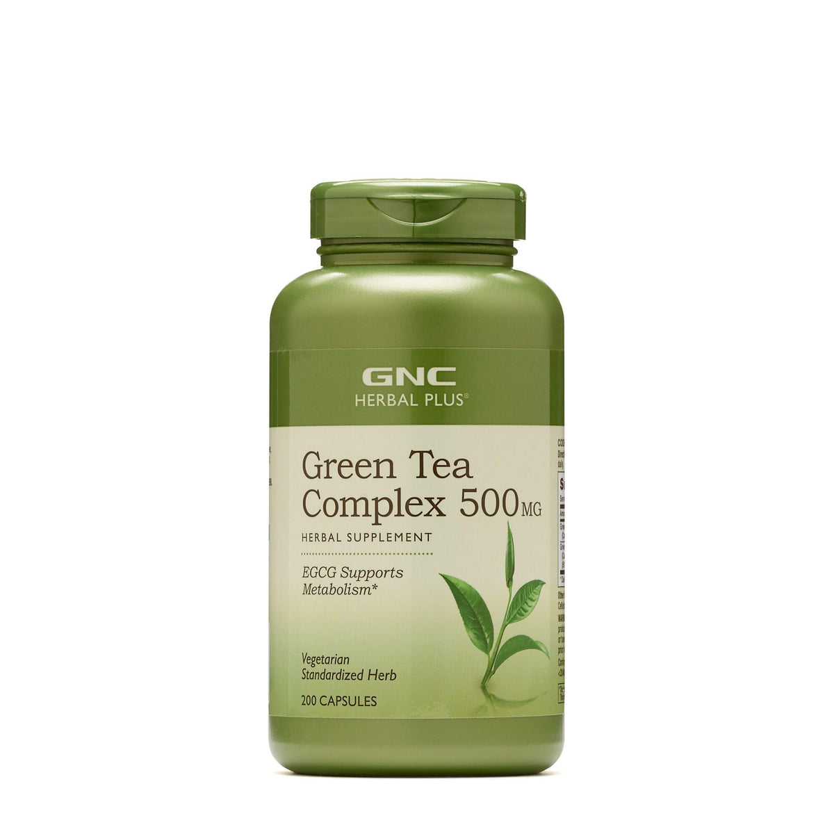 GNC Herbal Plus té verde 500 mg, botella de cápsulas para apoyar el metabolismo diario