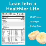 GNC Lean Shake 25 Banana Cream etiqueta muestra nutrición para decisiones rápidas.
